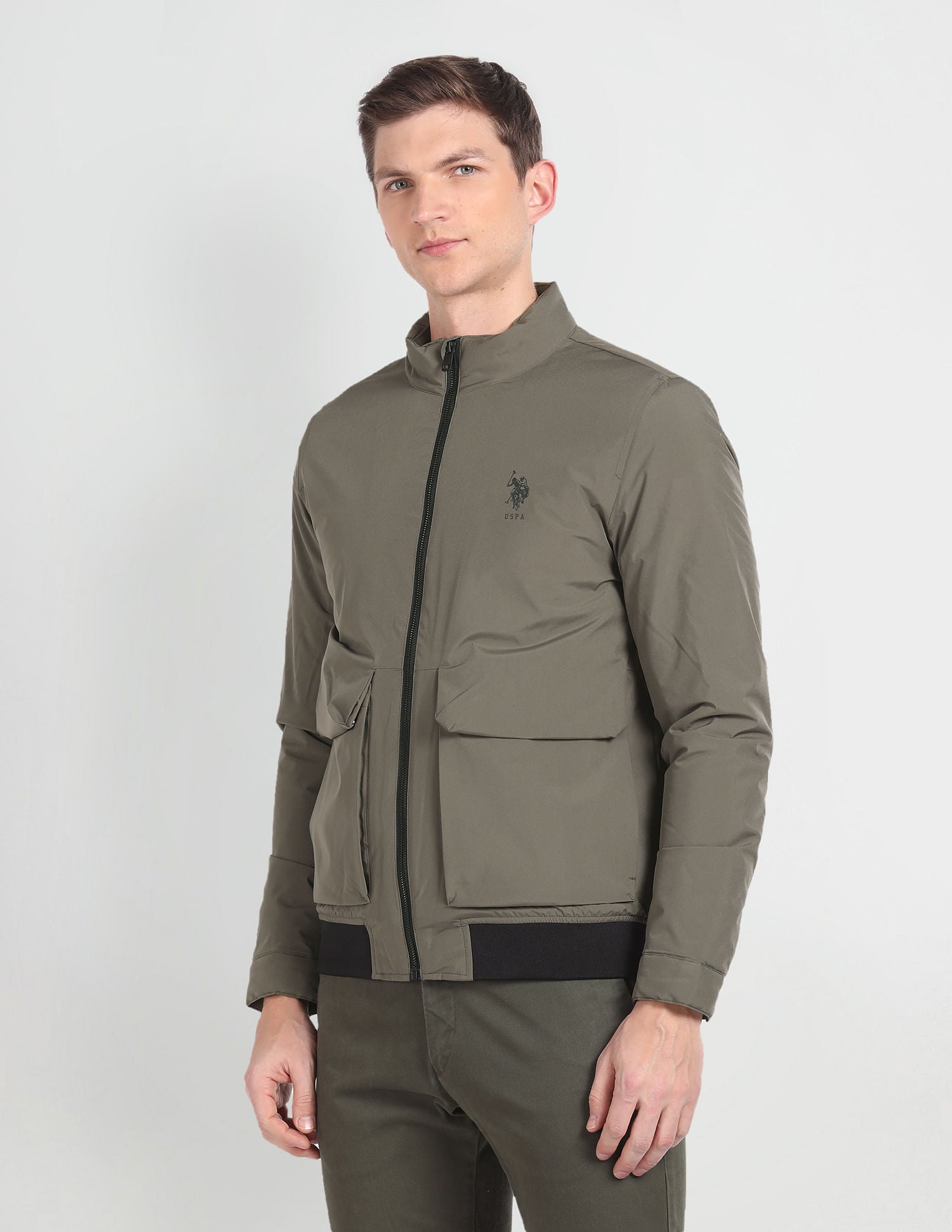 Contrast Hem Lightweight Jacket Olive - U.S. POLO ASSN. | Large