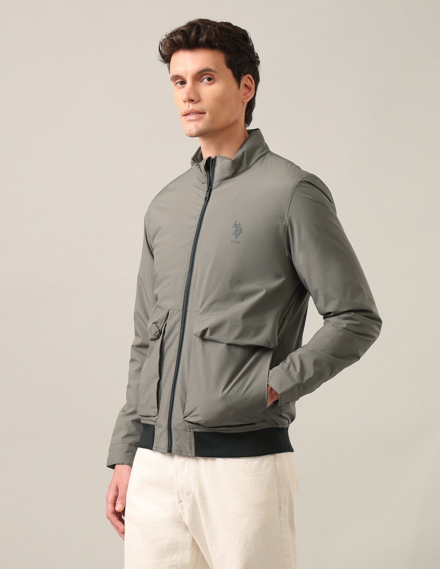 Contrast Hem Lightweight Jacket Olive - U.S. Polo Assn. India | Large