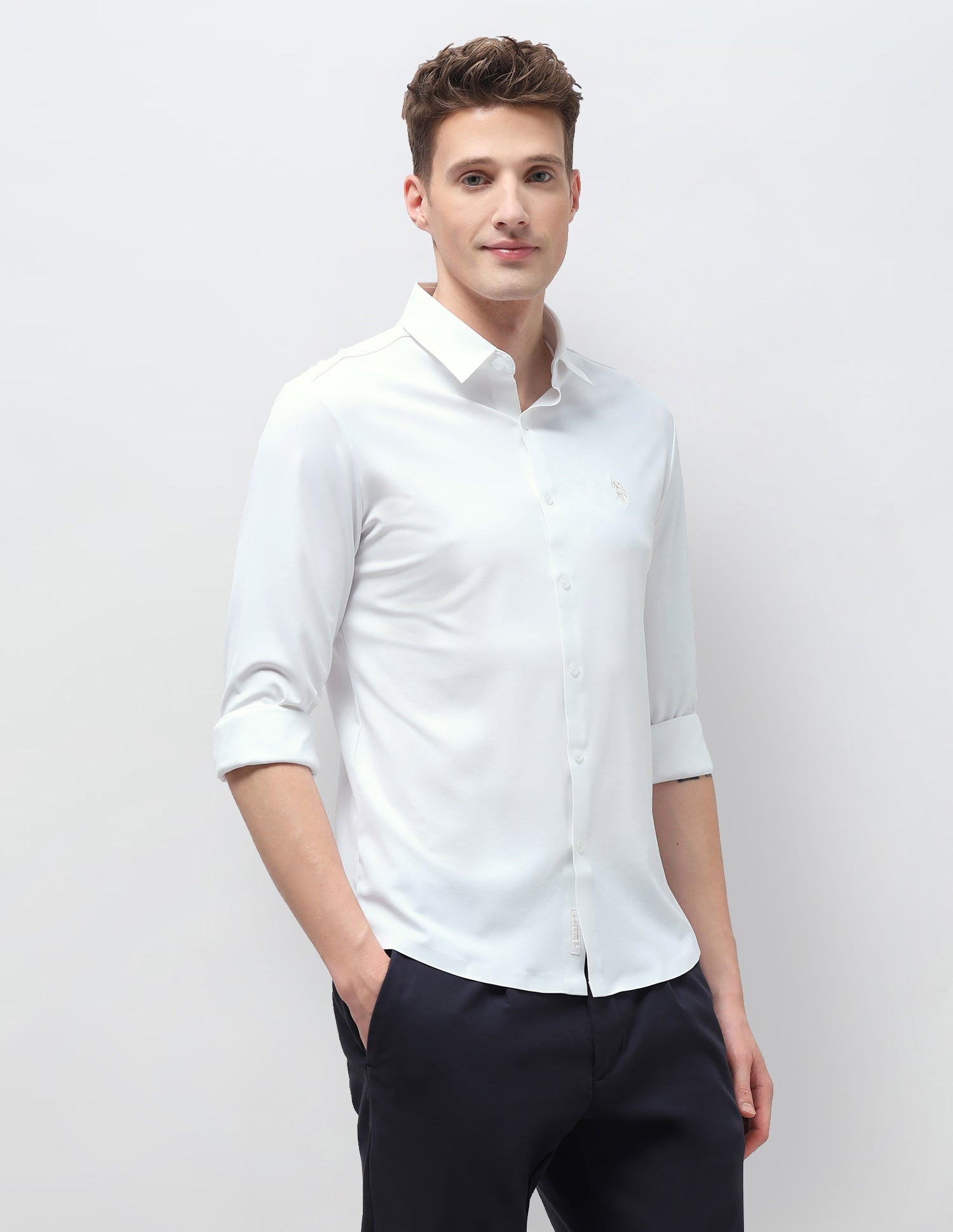 Solid Knitted Shirt White - U.S. Polo Assn. India | Large