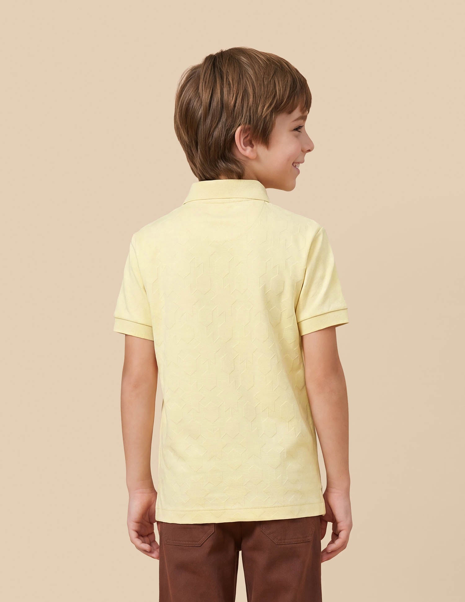 Geometric Self Design Regular Fit Polo Shirt Light Yellow - U.S. Polo Assn. India | Large