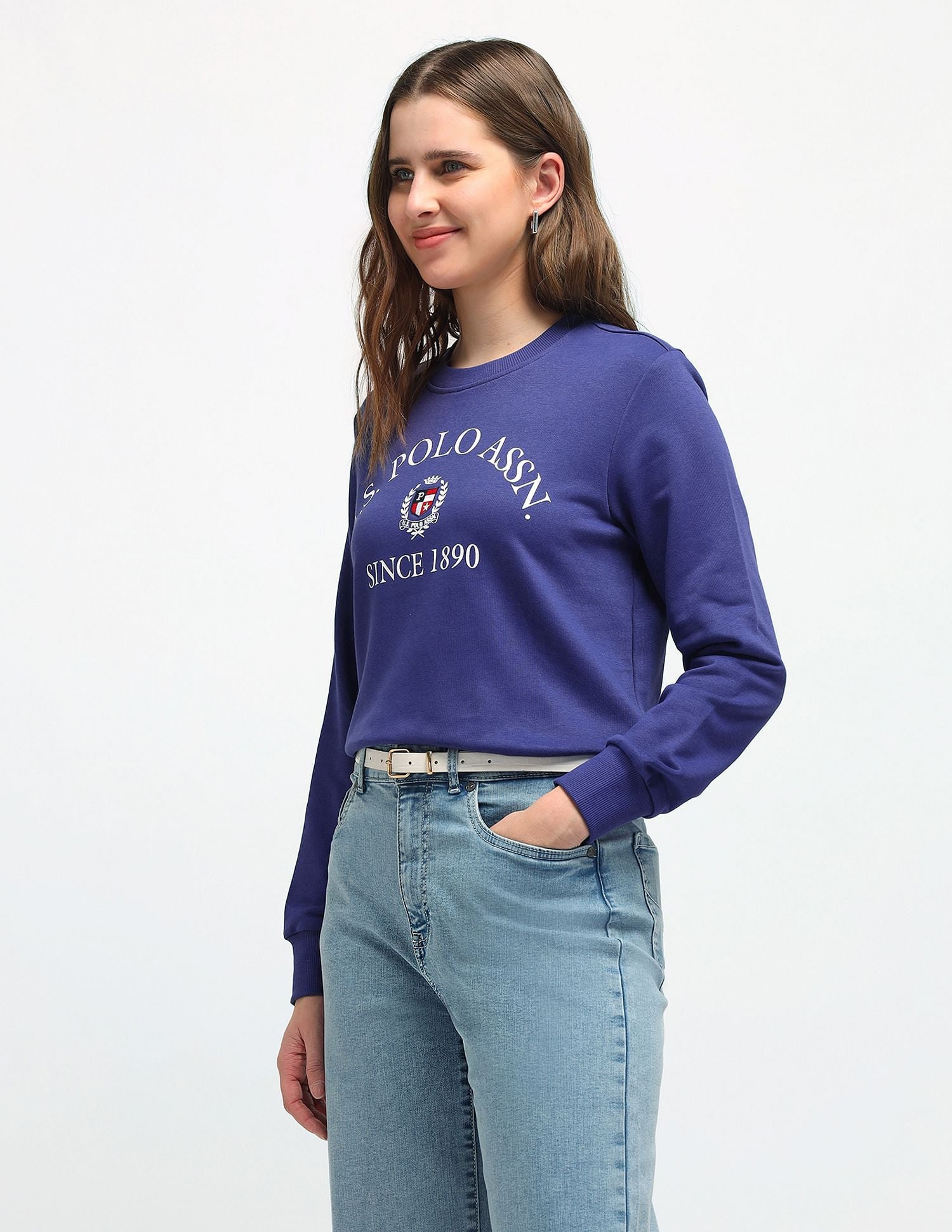 Regular Fit Embroidered Sweatshirt Blue - U.S. POLO ASSN. | Large