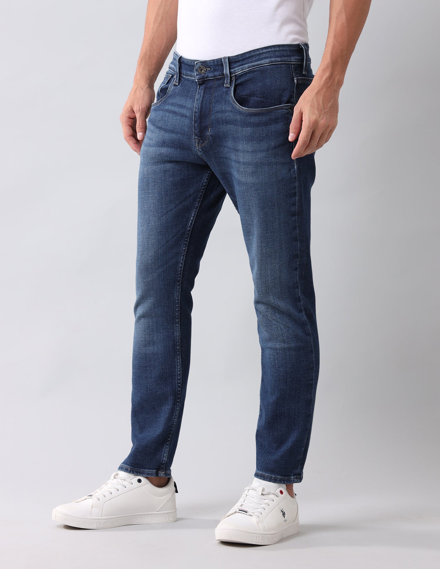 Henry Tapered Cropped Fit Blue Jeans Dark Wash - U.S. Polo Assn. India | Large