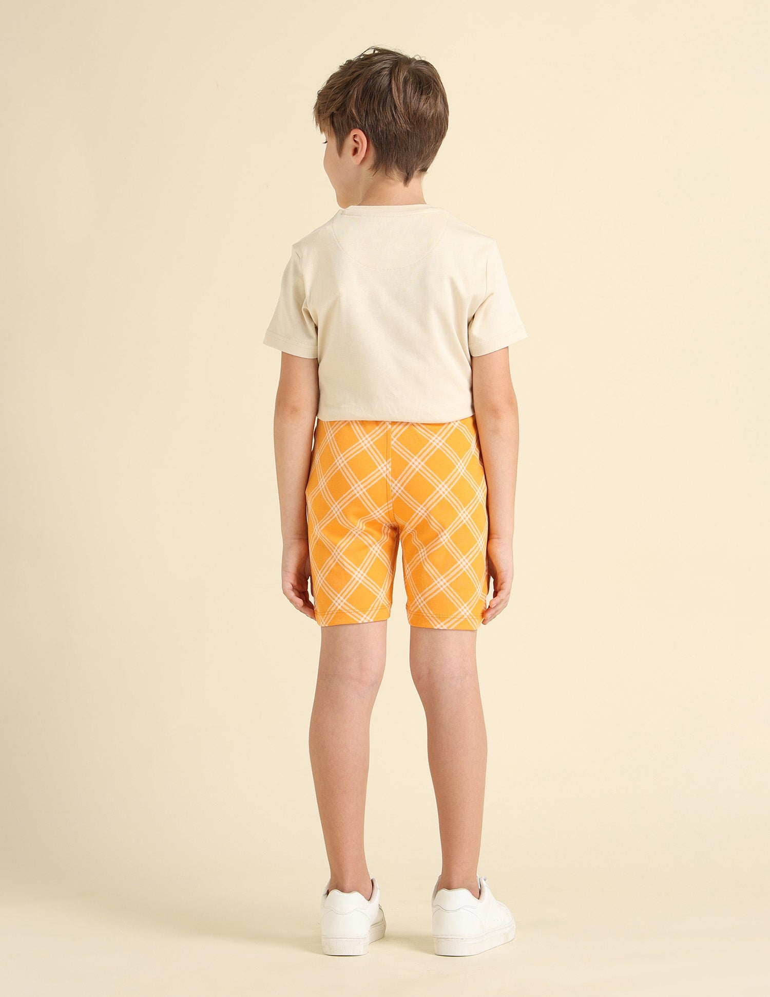Boys Plaid Checked Regular Fit Shorts Orange - U.S. POLO ASSN. | Large