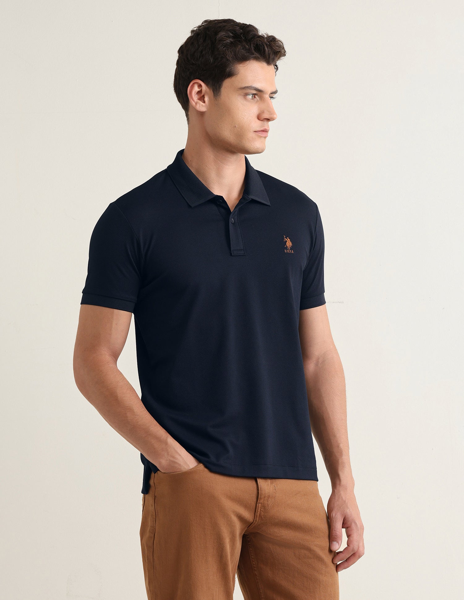 Solid Slim Fit Polo Shirt Navy - U.S. Polo Assn. India | Large