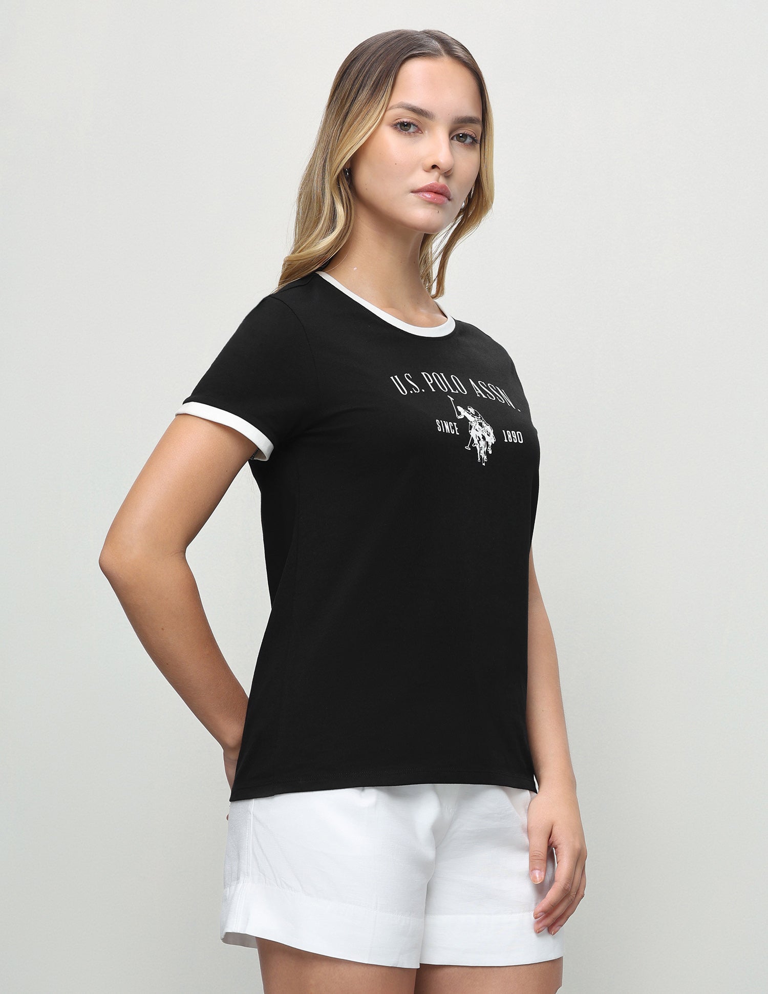 Brand Printed Regular Fit T-Shirt Black - U.S. Polo Assn. India | Large