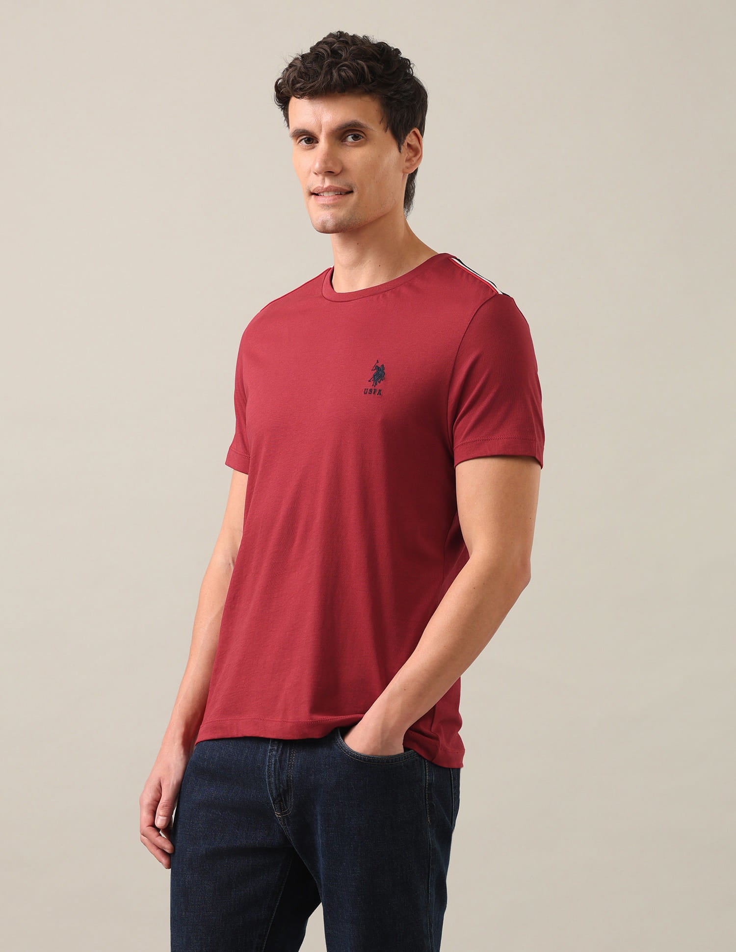 Solid Regular Fit T-Shirt Red - U.S. Polo Assn. India | Large