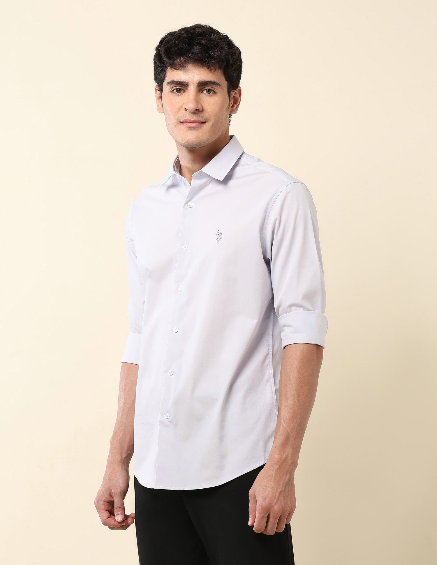 Tailored Fit Poplin Shirt Grey - U.S. Polo Assn. India | Large