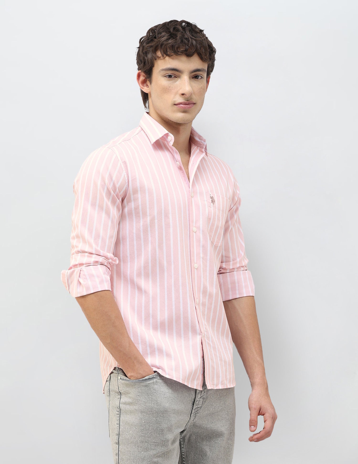 Casa De Campo Vertical Striped Shirt Pink - U.S. Polo Assn. India | Large