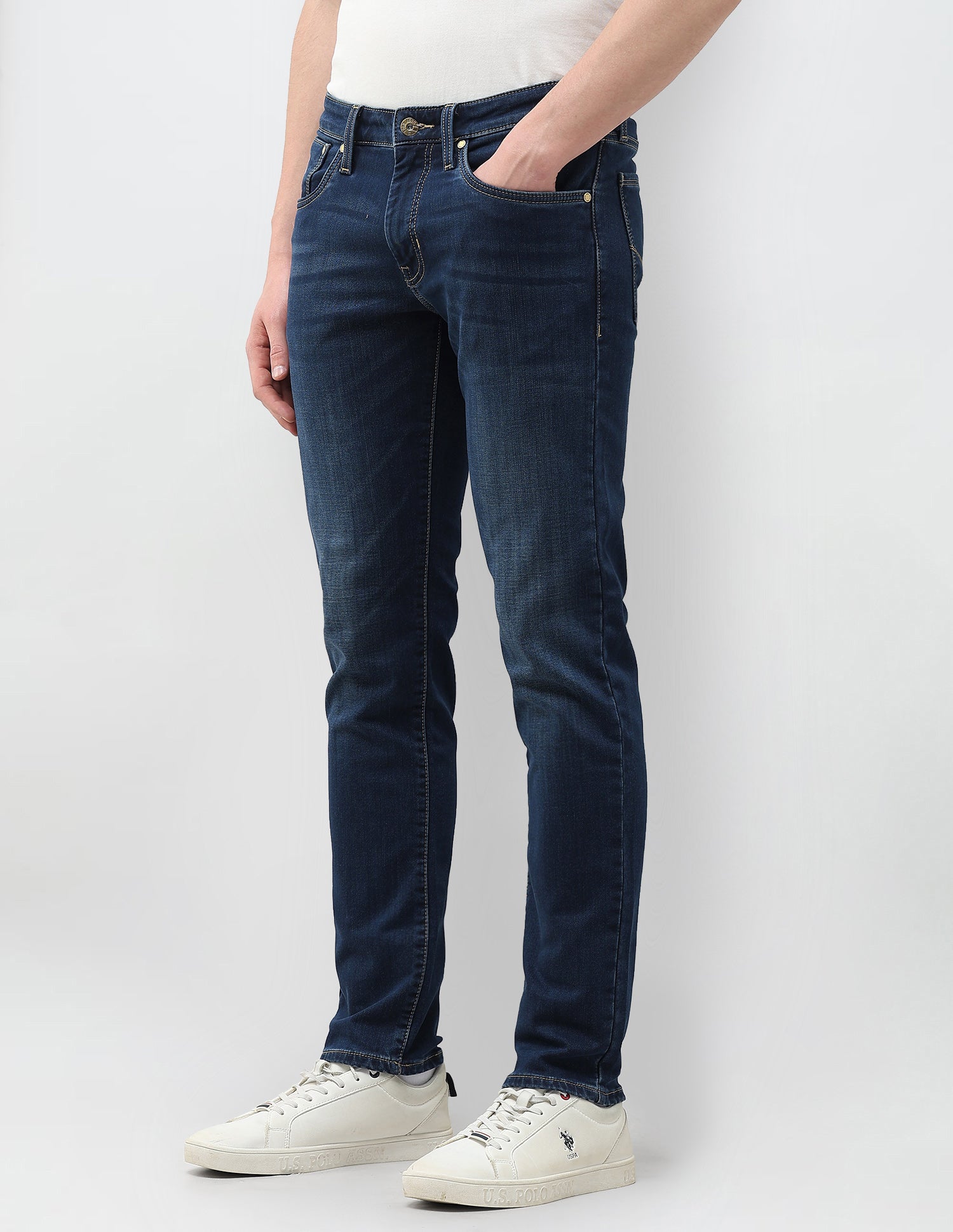 Brandon Slim Tapered Fit Blue Jeans Dark Blue - U.S. Polo Assn. India | Large
