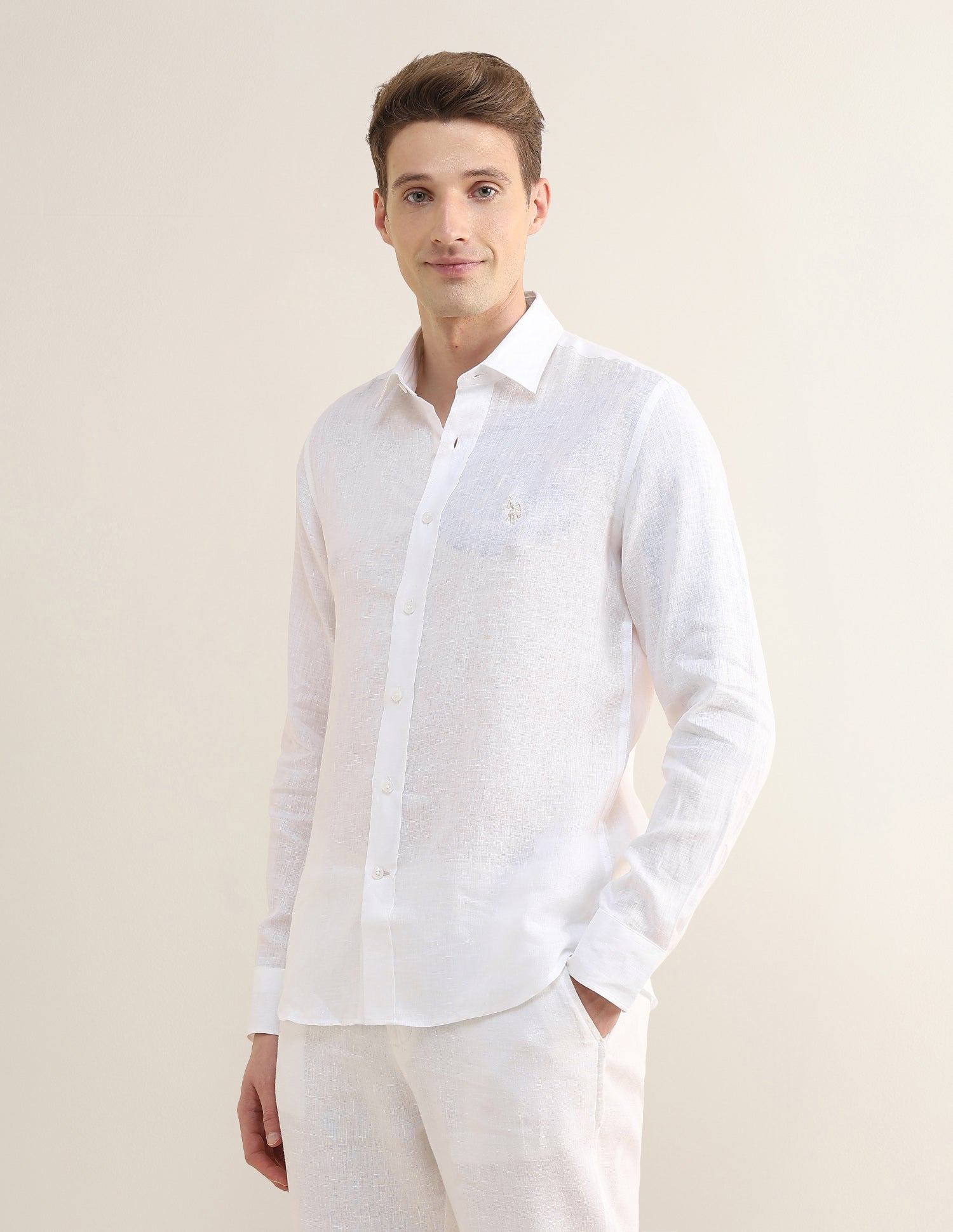 Solid Regular Fit Shirt White - U.S. Polo Assn. India | Large