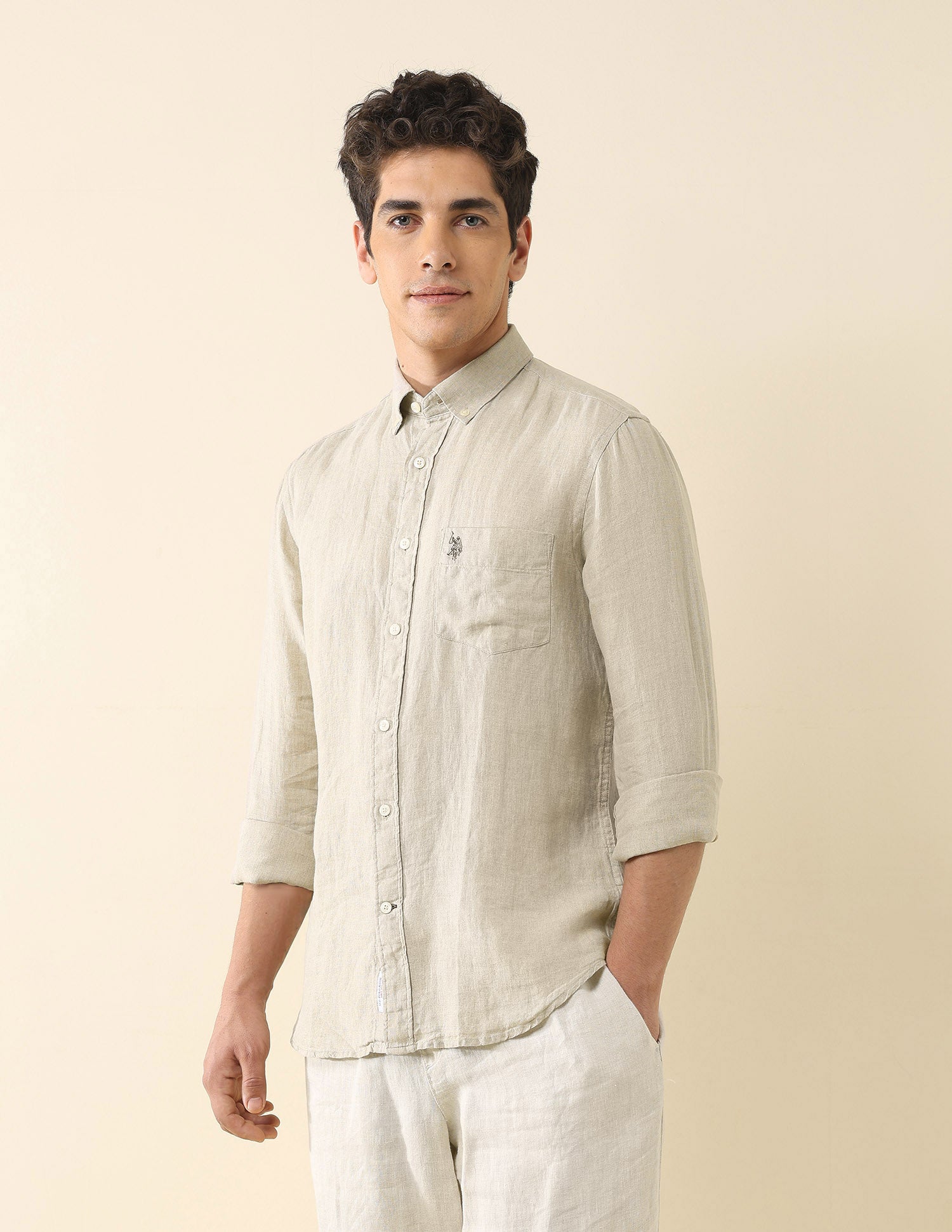 Solid Regular Fit Regular Shirt White - U.S. Polo Assn. India | Large