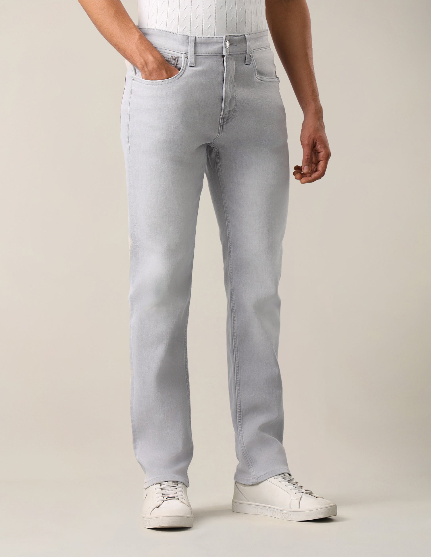 Harold Slim Straight Fit Grey Jeans Grey - U.S. Polo Assn. India | Large