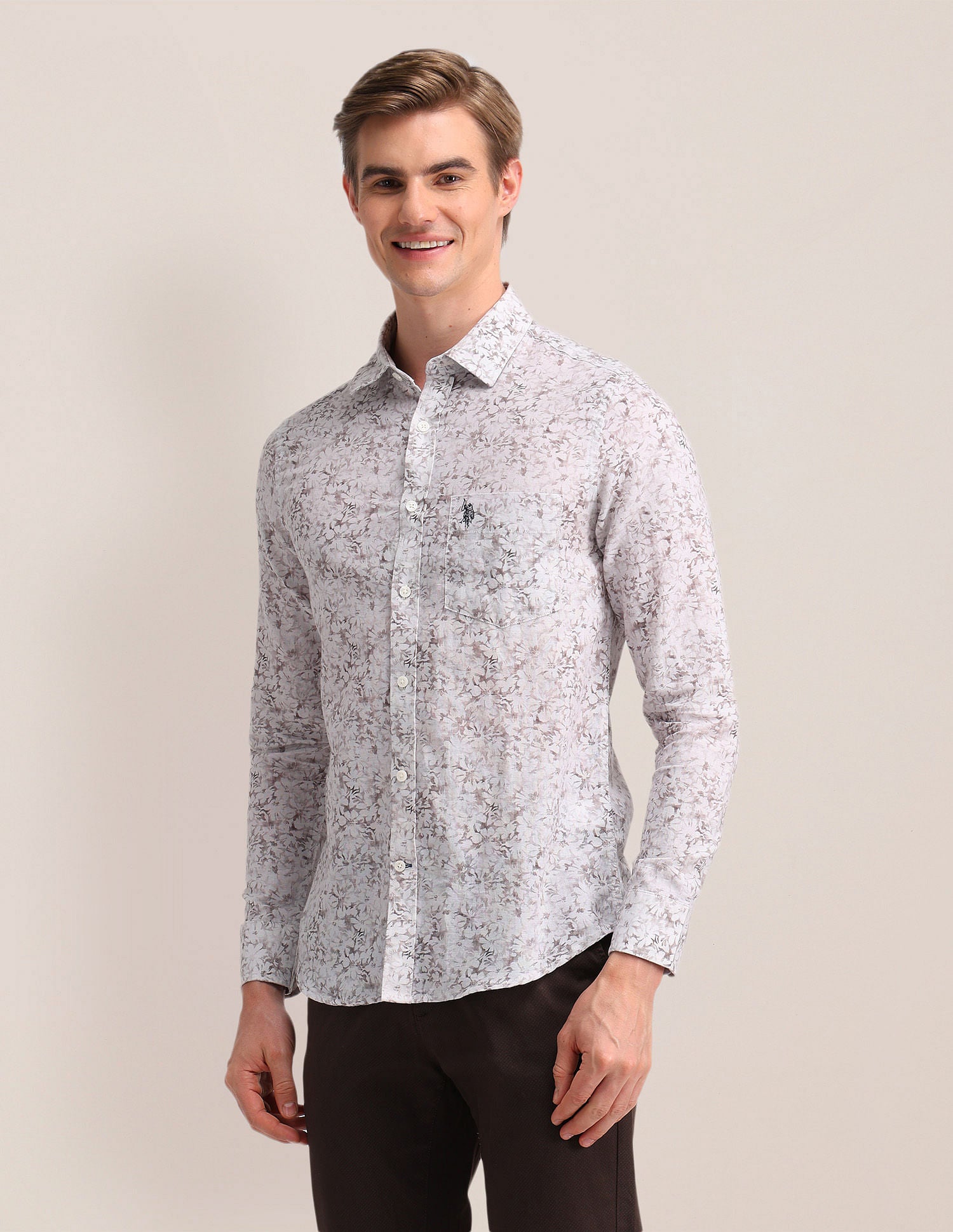 Cotton Printed Shirt Grey - U.S. POLO ASSN. | Large