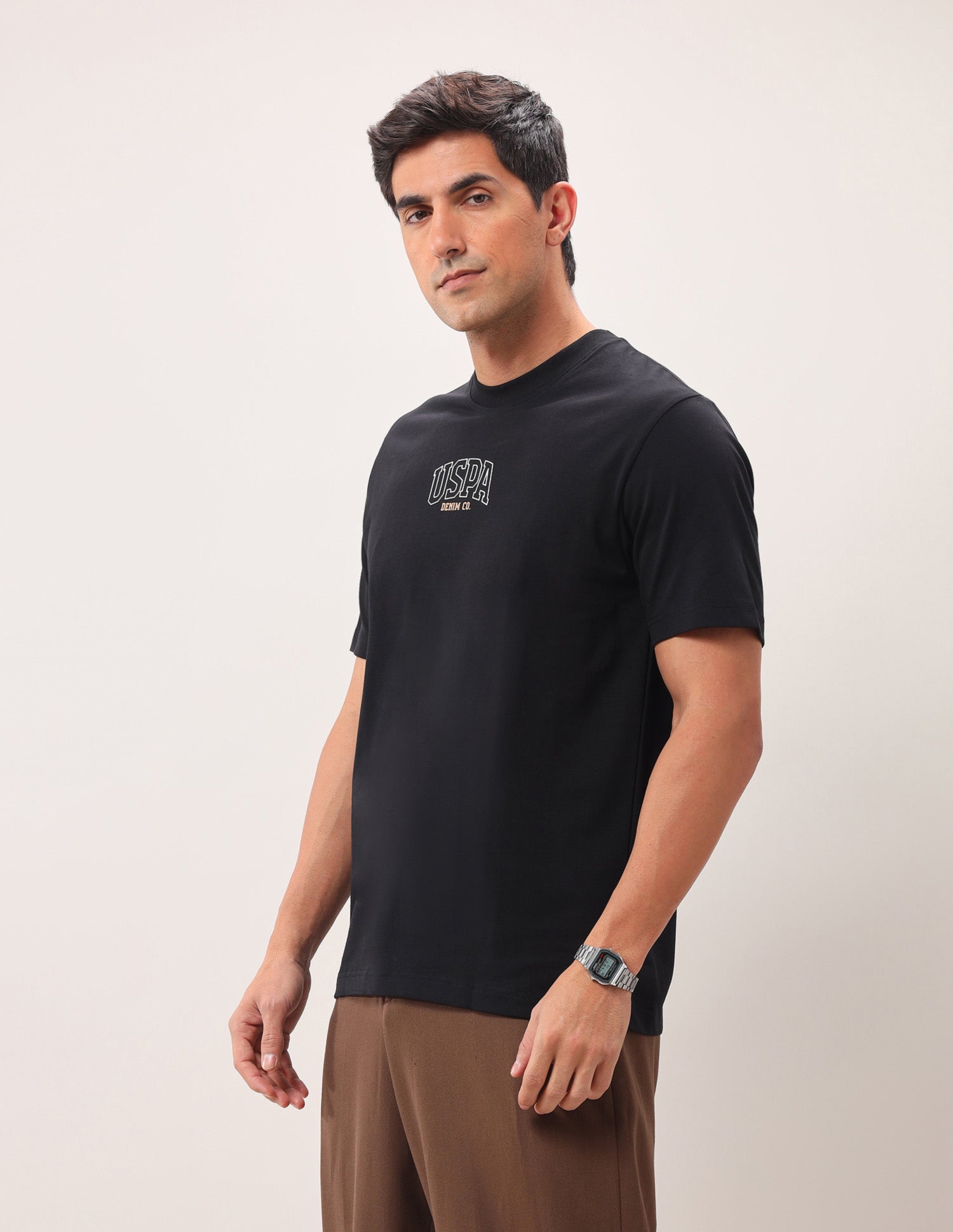 Brand Printed Oversized Fit T-Shirt Black - U.S. Polo Assn. India | Large