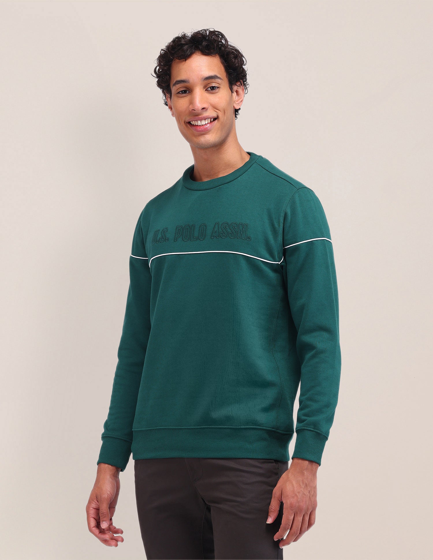 Brand Printed Regular Fit Sweatshirt Dark Green - U.S. Polo Assn. India | Large