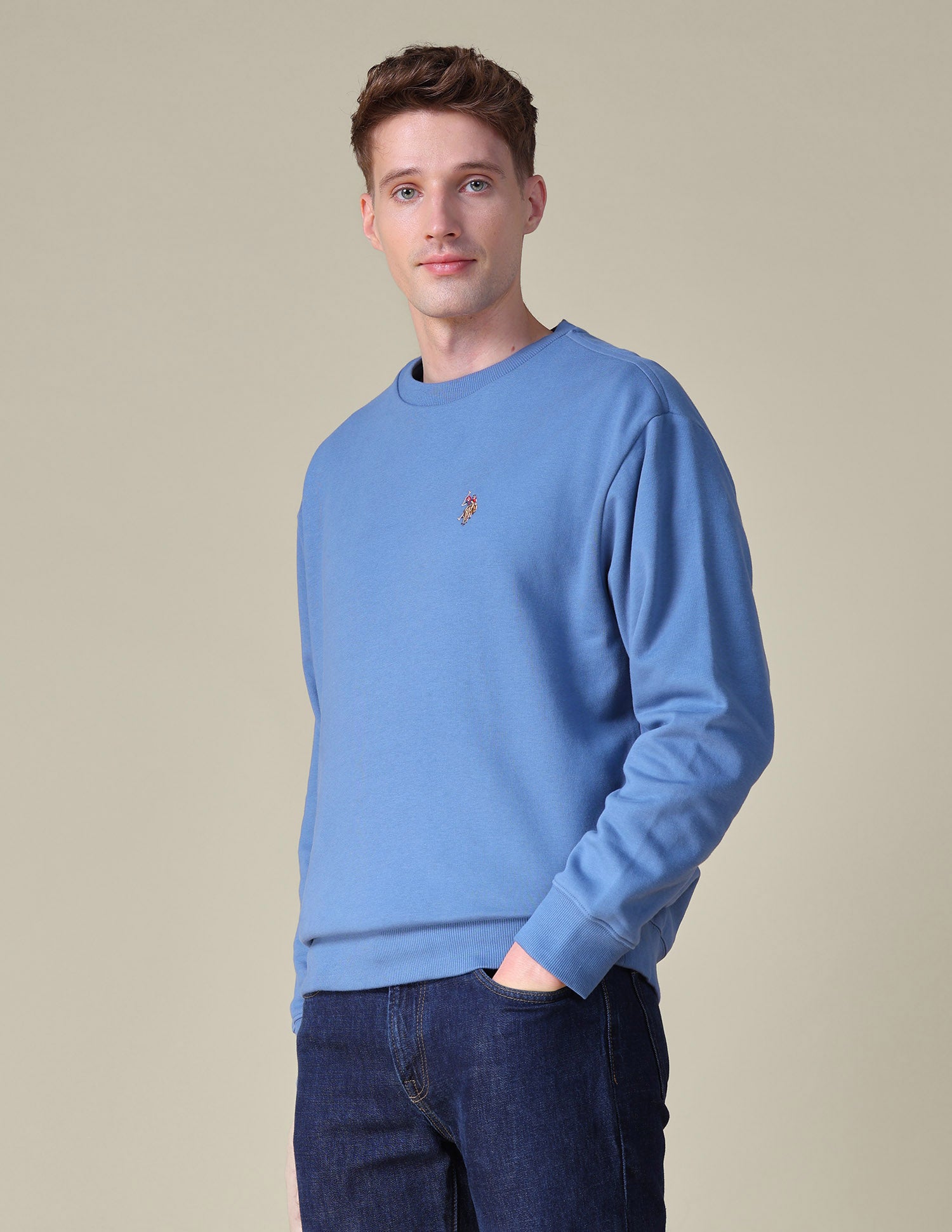 Solid Relaxed Fit Sweatshirt Dark Blue - U.S. POLO ASSN. | Large