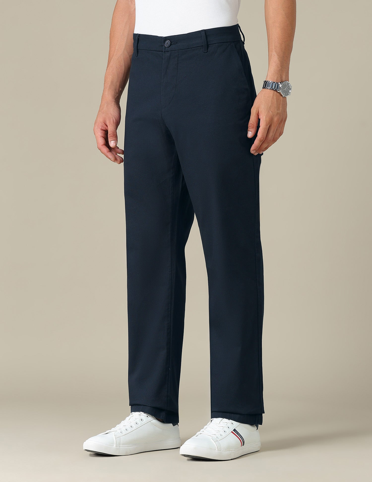 Riley Straight Fit Dobby Trousers Navy - U.S. POLO ASSN. | Large