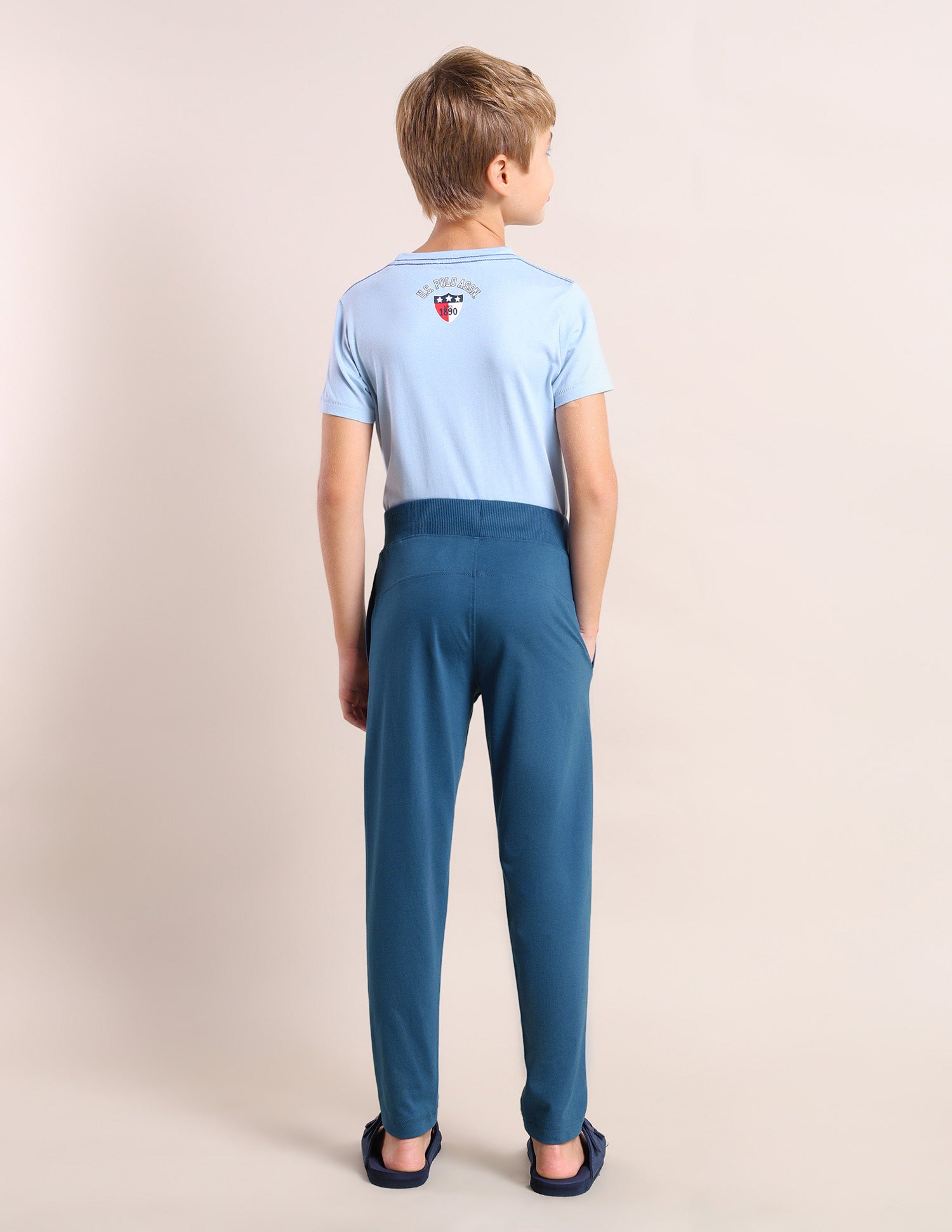 Boys Mid-Rise Solid Track Pants Navy - U.S. POLO ASSN. | Large