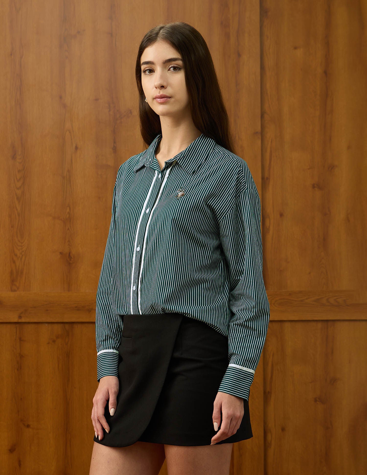 Vertical Striped Regular Fit Shirt Green - U.S. POLO ASSN. | Large