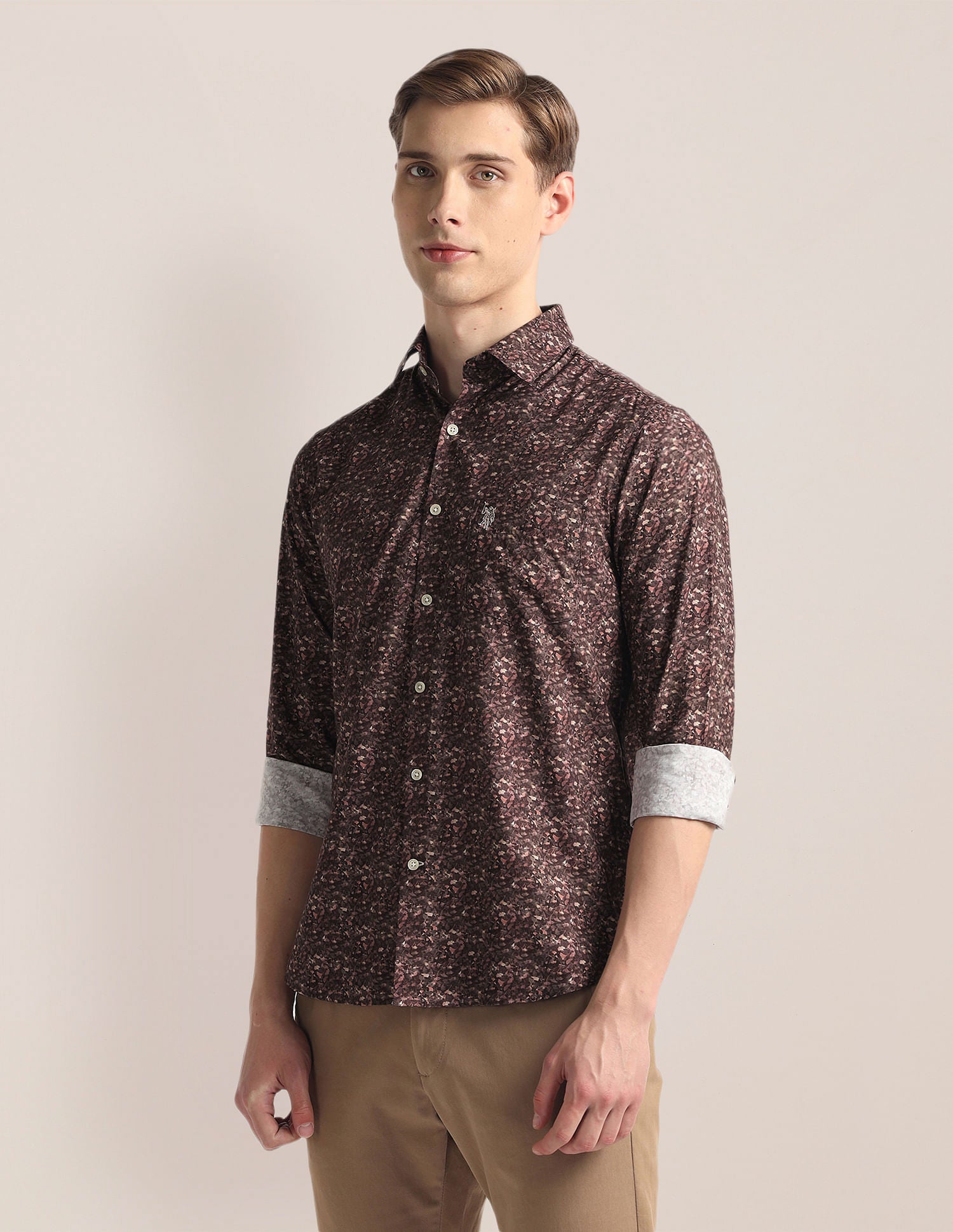 Spread Collar Floral Print Shirt Brown - U.S. Polo Assn. India | Large