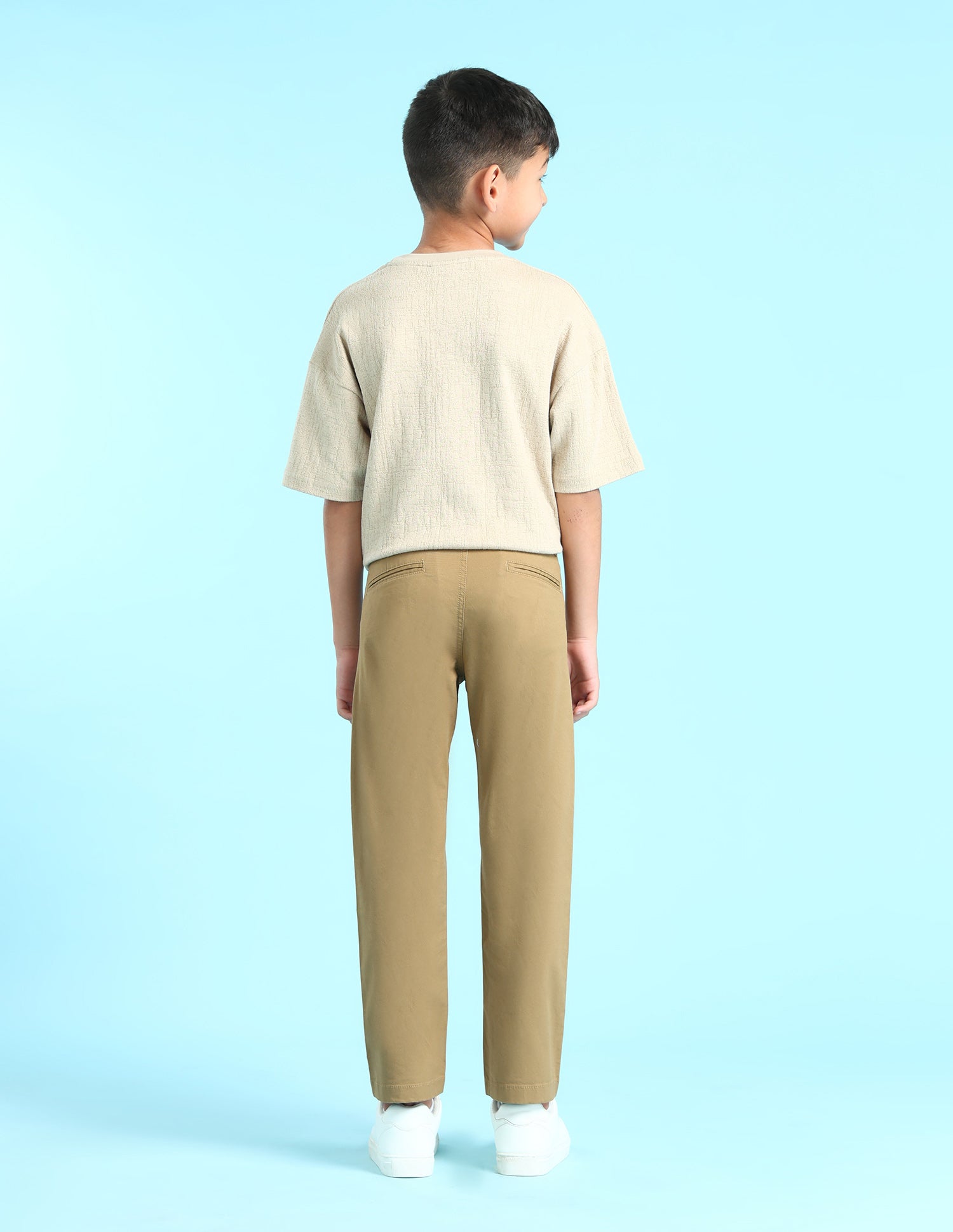 Boys Light Brown Mid Rise Twill Weave Solid Trousers Light Brown - U.S. POLO ASSN. | Large