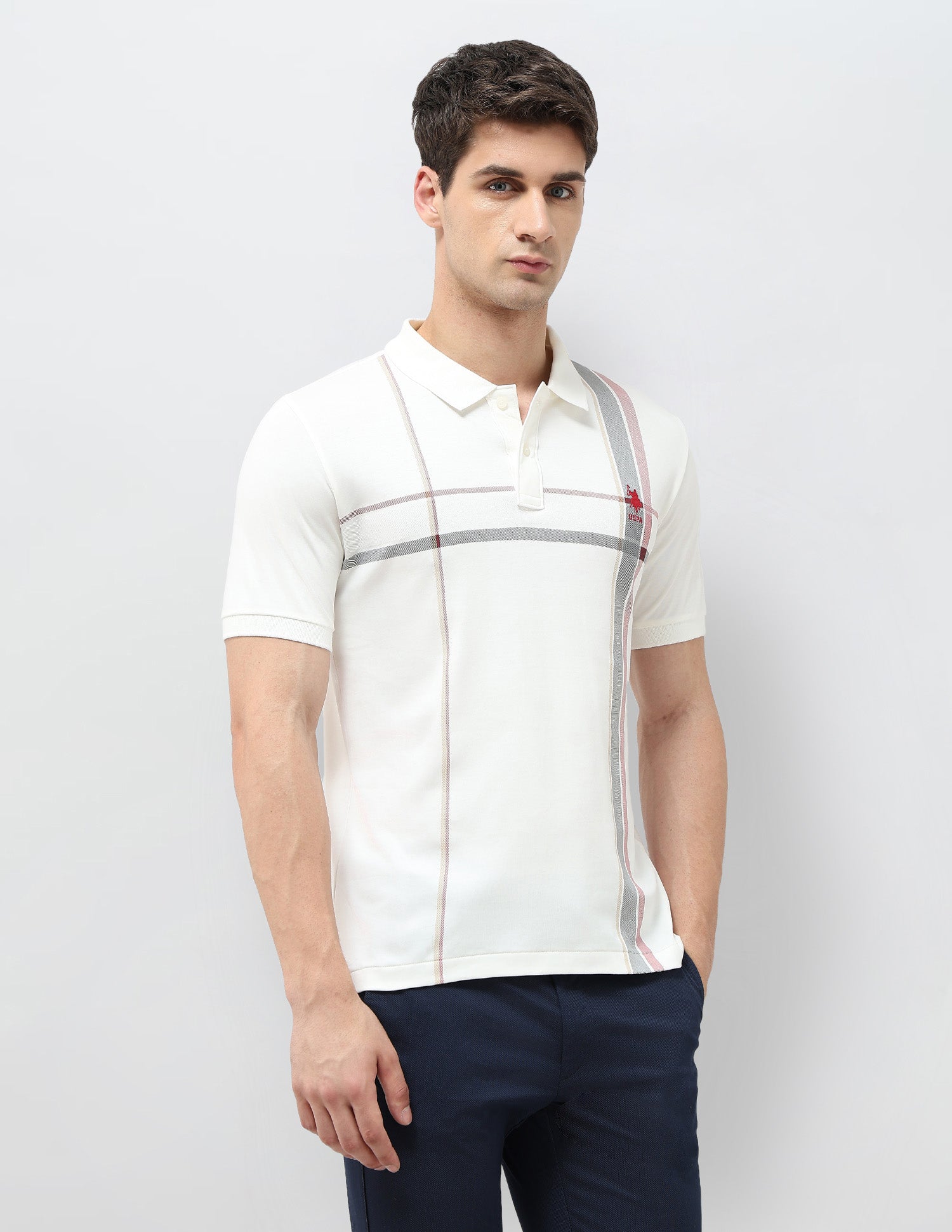 Vertical Striped Regular Fit Polo Shirt Off White - U.S. POLO ASSN. | Large