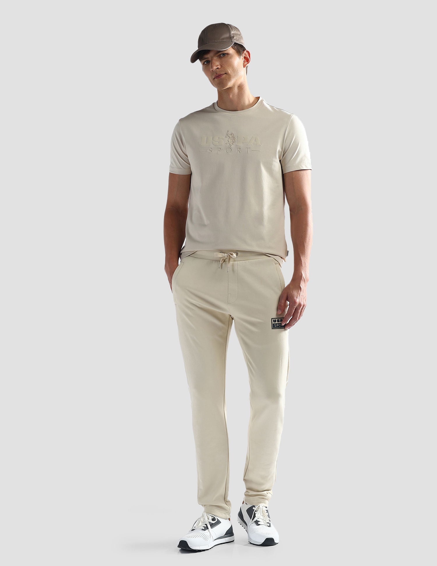 Brand Print Slim Fit Active T-Shirt Beige - U.S. Polo Assn. India | Large
