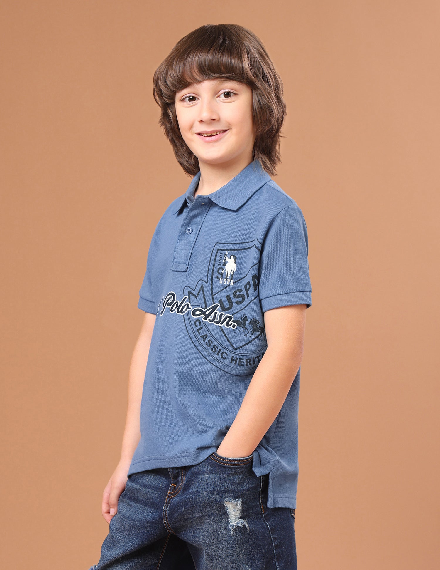 Graphic Brand Embroidered Regular Fit Polo Shirt Blue - U.S. Polo Assn. India | Large