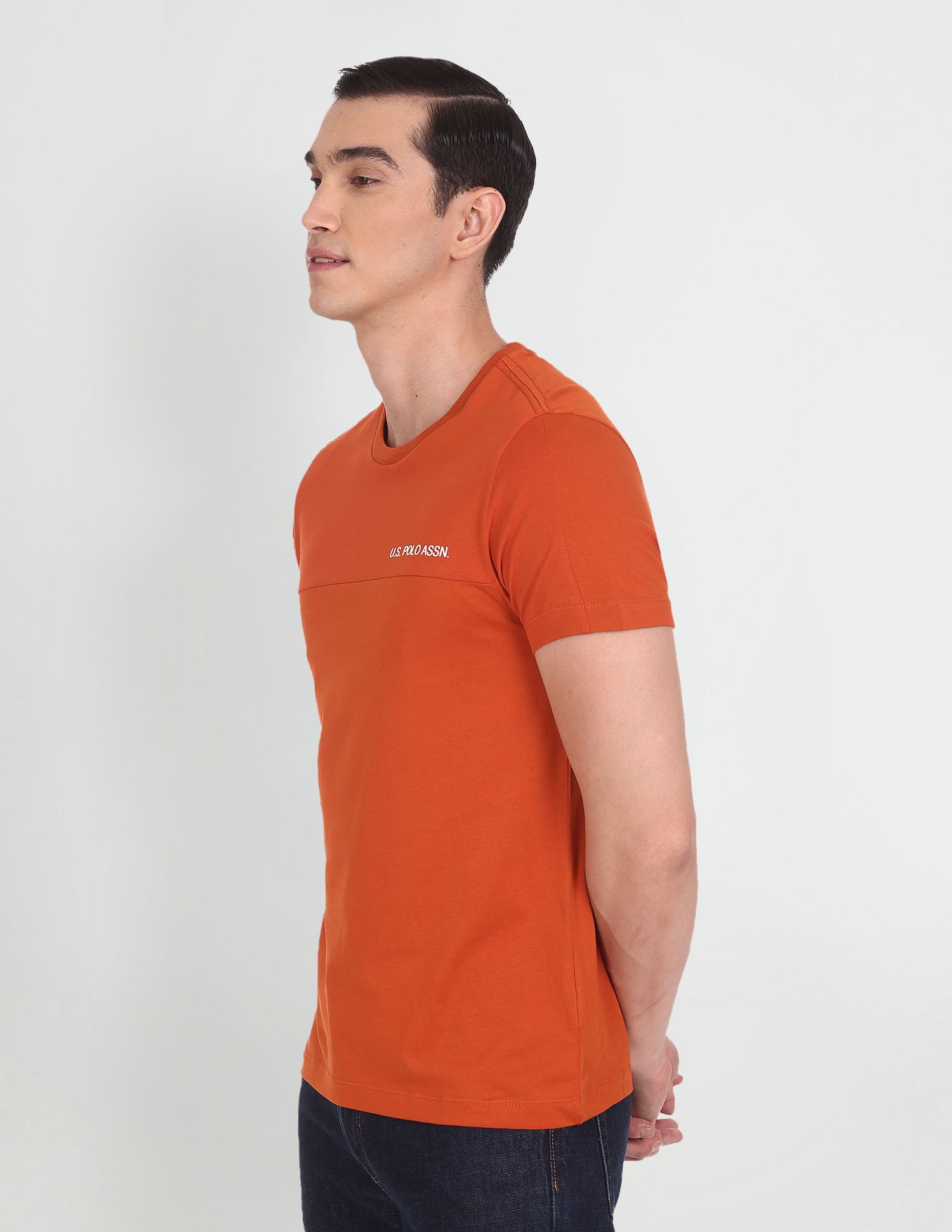 Crew Neck Solid Cotton T-Shirt Rust - U.S. POLO ASSN. | Large