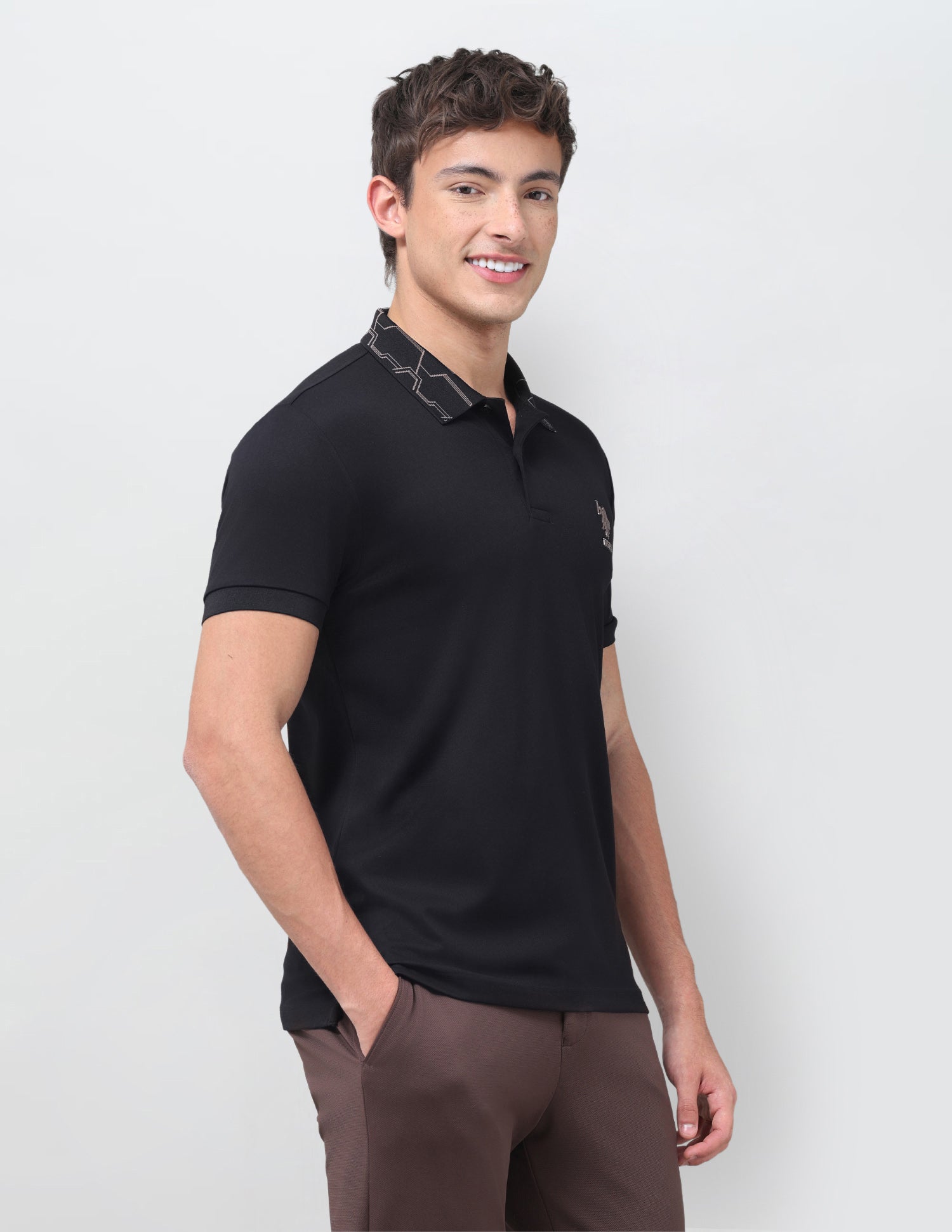 Solid Slim Fit Polo Shirt Black - U.S. Polo Assn. India | Large