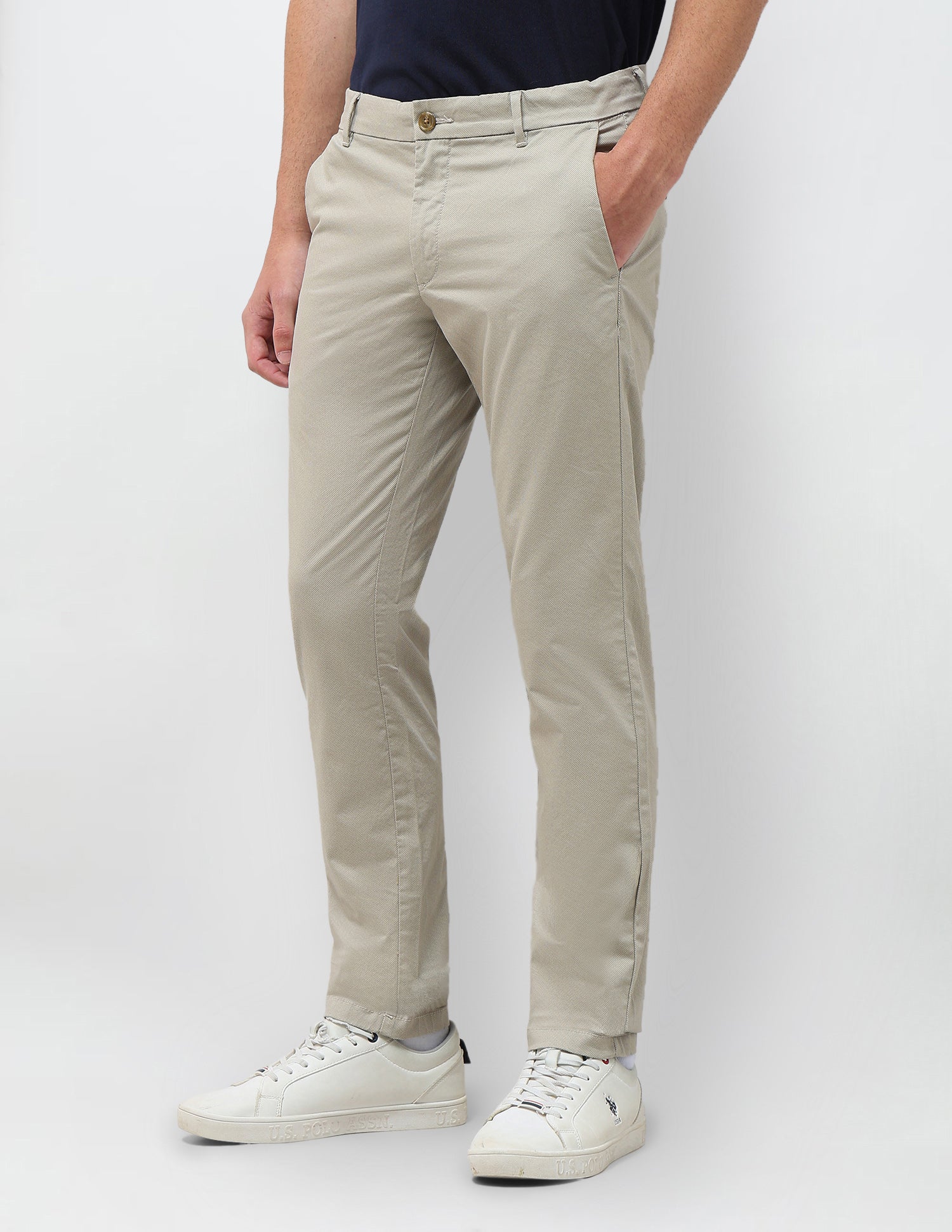 All-Over Printed Denver Slim Fit Trousers Dark Beige - U.S. Polo Assn. India | Large
