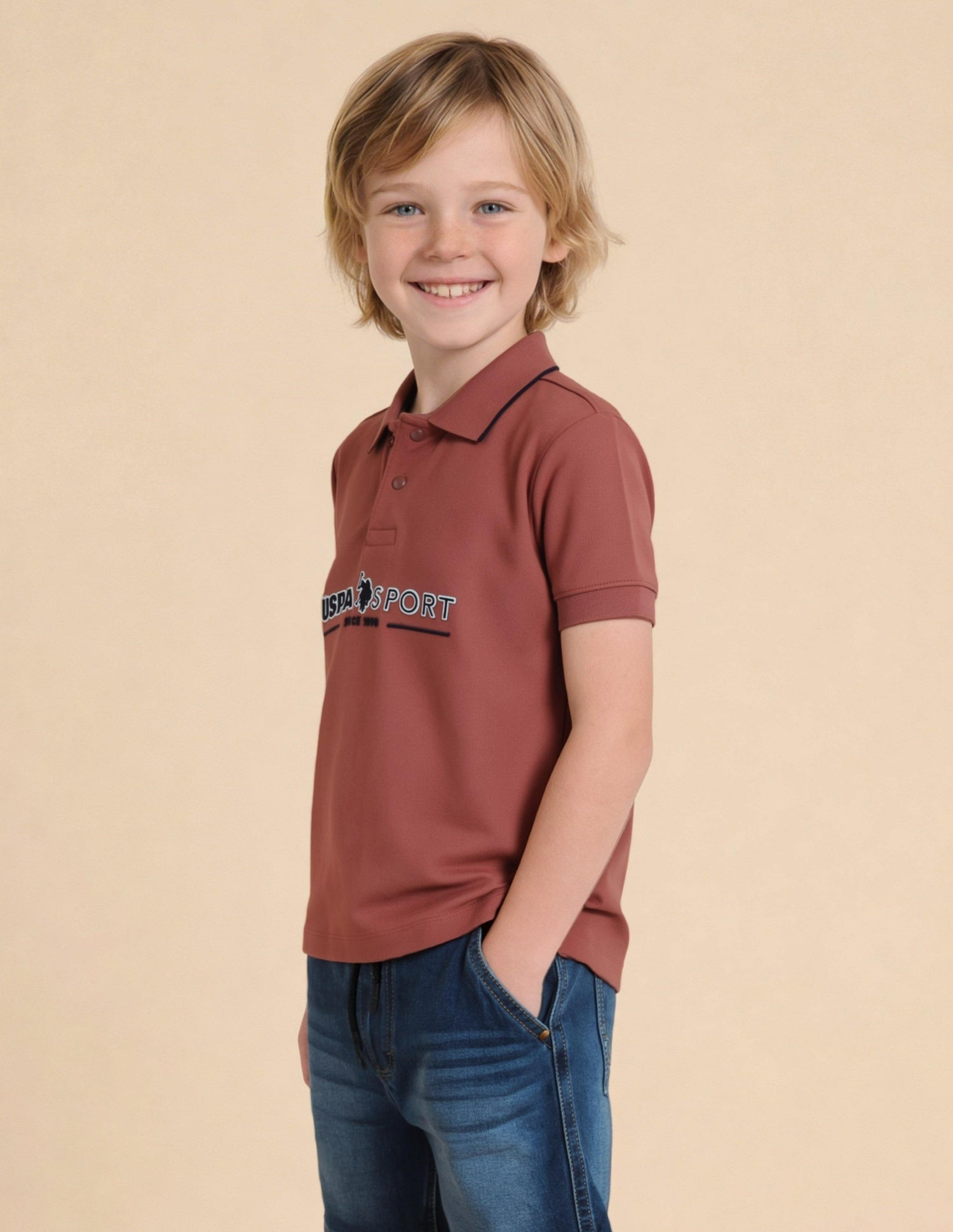 Brand Embossed Regular Fit T-Shirt Rust - U.S. Polo Assn. India | Large