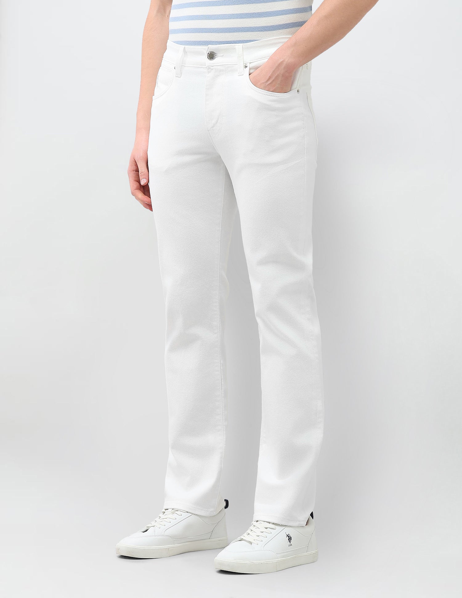 Harold Slim Straight Fit White Jeans White - U.S. Polo Assn. India | Large