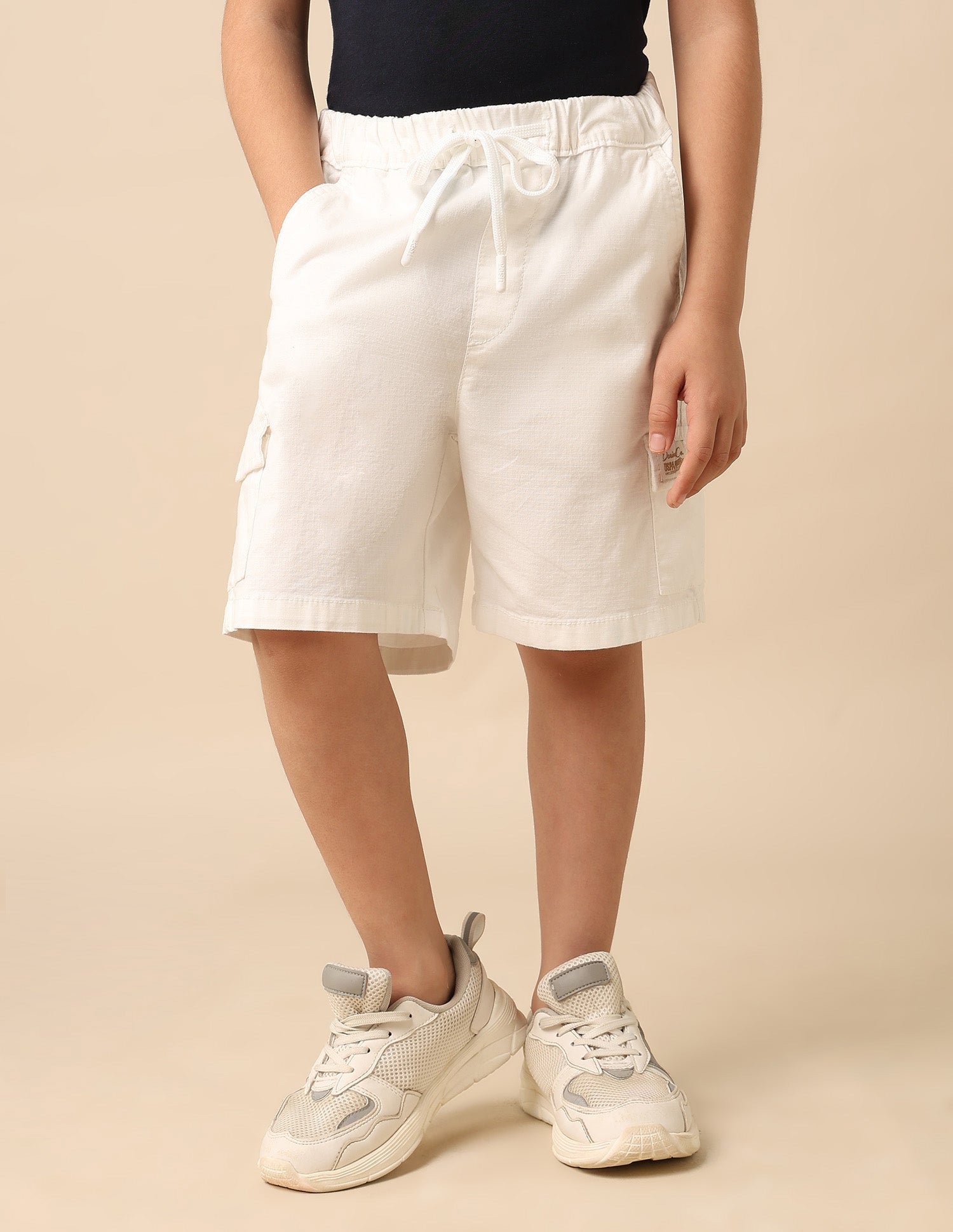 Boys Relaxed Fit Textured Cargo Shorts White - U.S. POLO ASSN. | Large