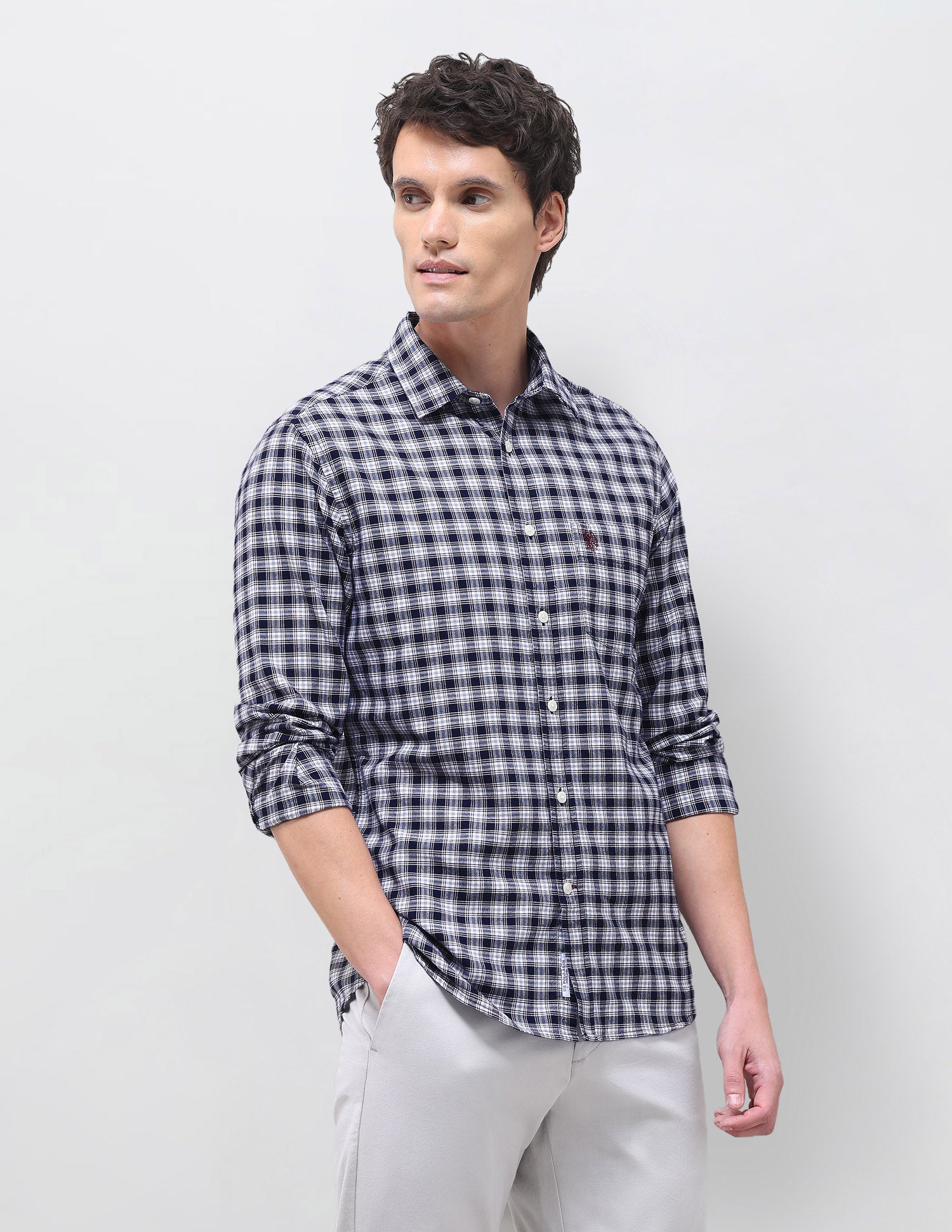 Oxford Tartan Checked Shirt Navy - U.S. Polo Assn. India | Large