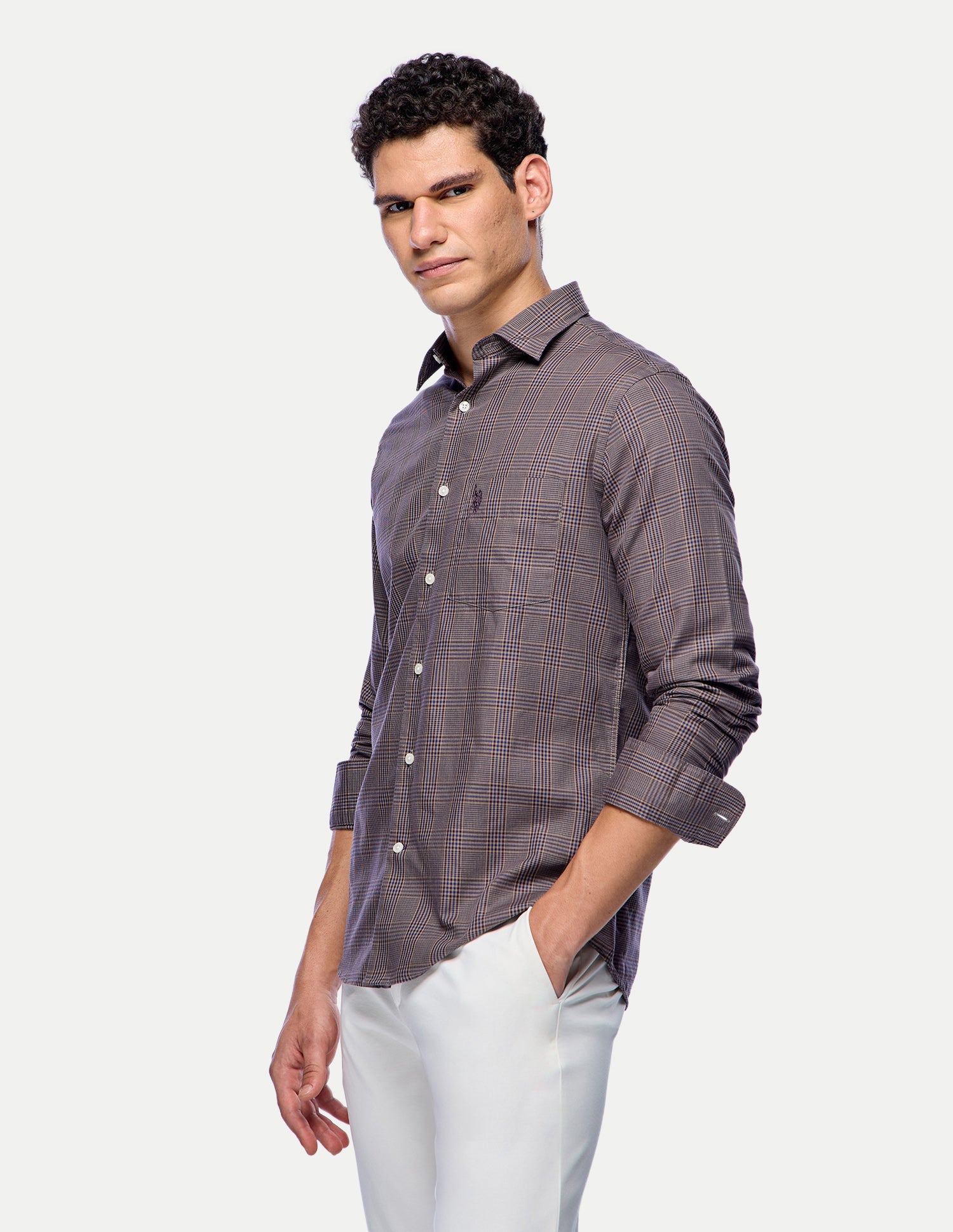 Glen Checked Twill Shirt Maroon - U.S. Polo Assn. India | Large