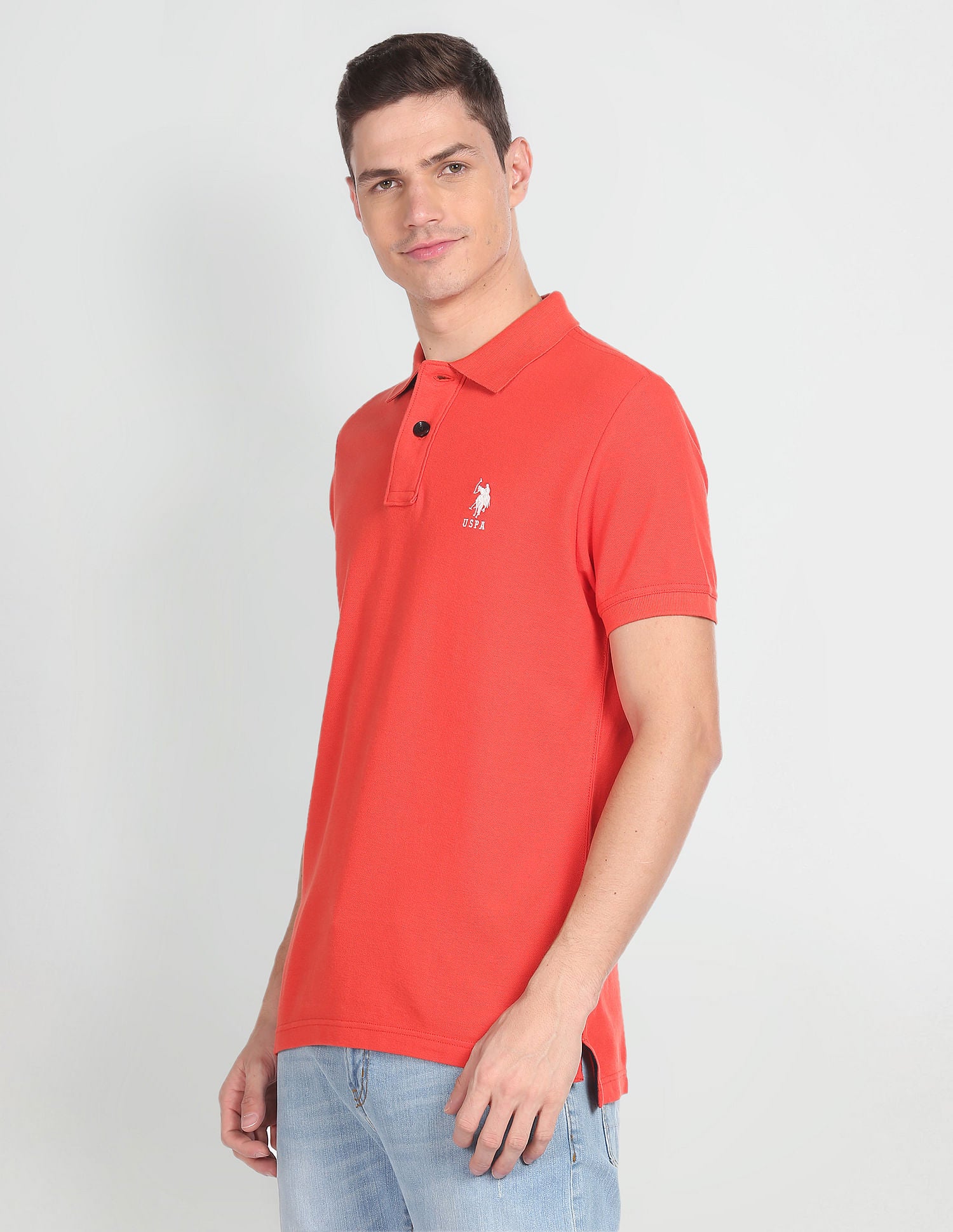 Solid Muscle Fit Polo Shirt Orange - U.S. Polo Assn. India | Large