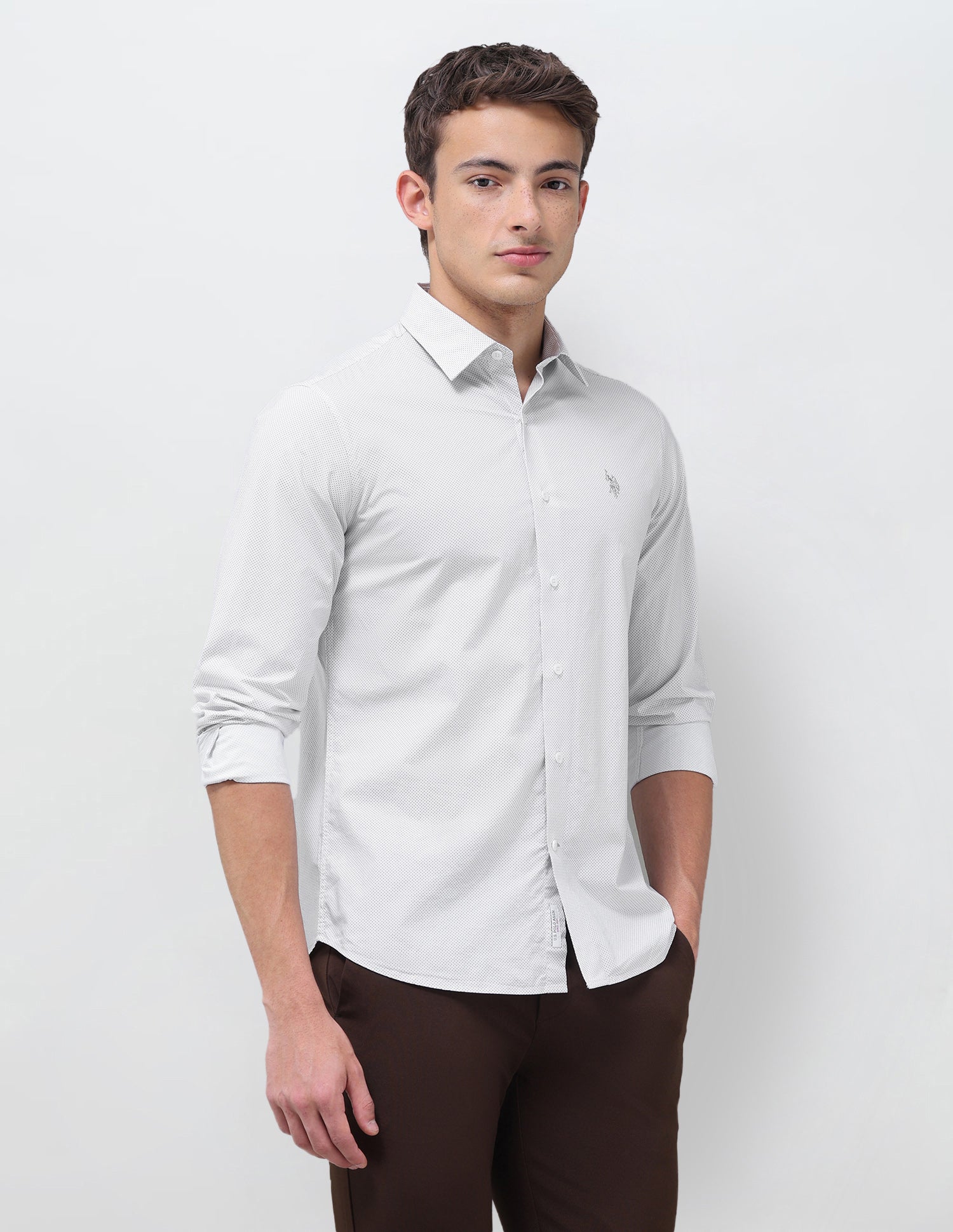 Geometric Printed Regular Fit Shirt Grey - U.S. Polo Assn. India | Large