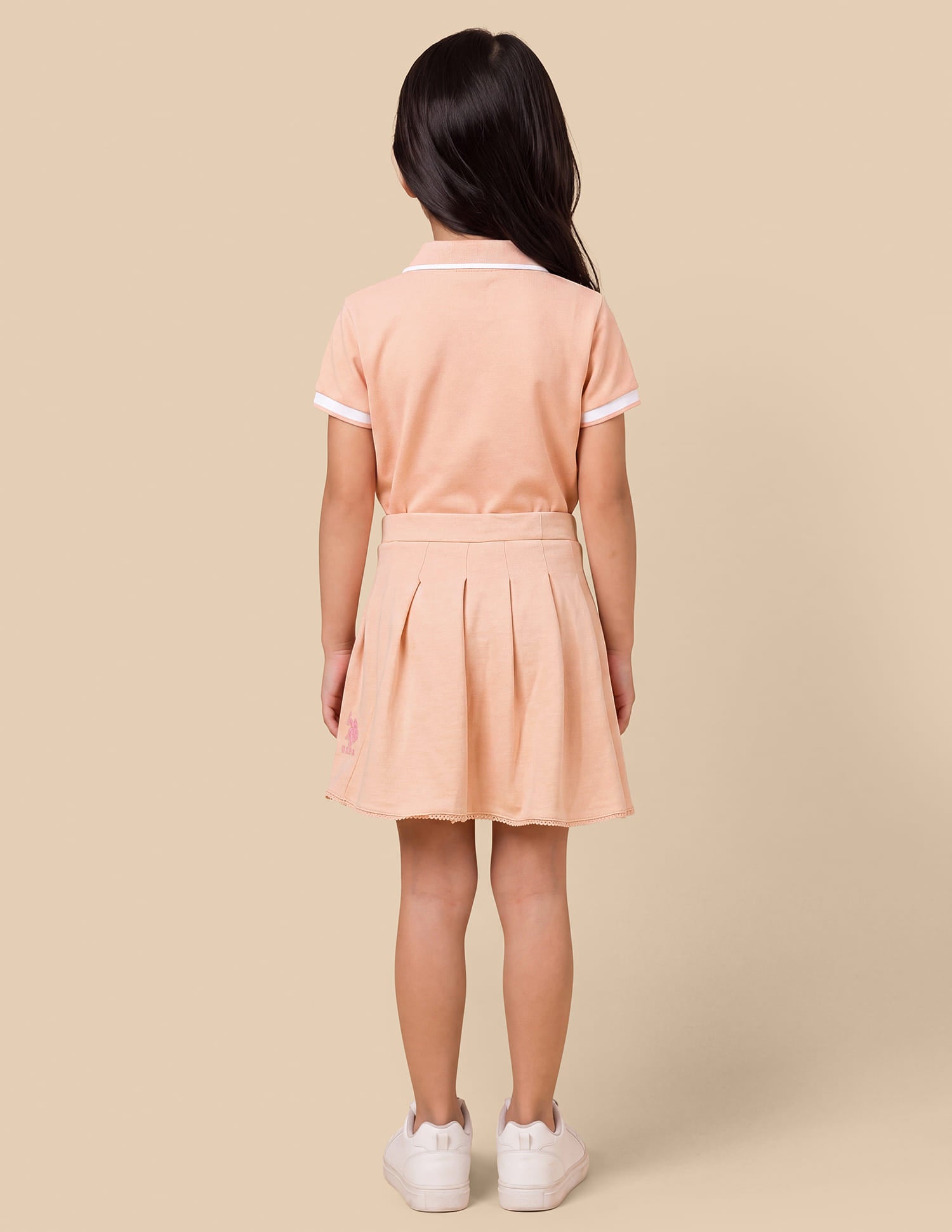 Mid Rise Pleated Skirt Orange - U.S. Polo Assn. India | Large