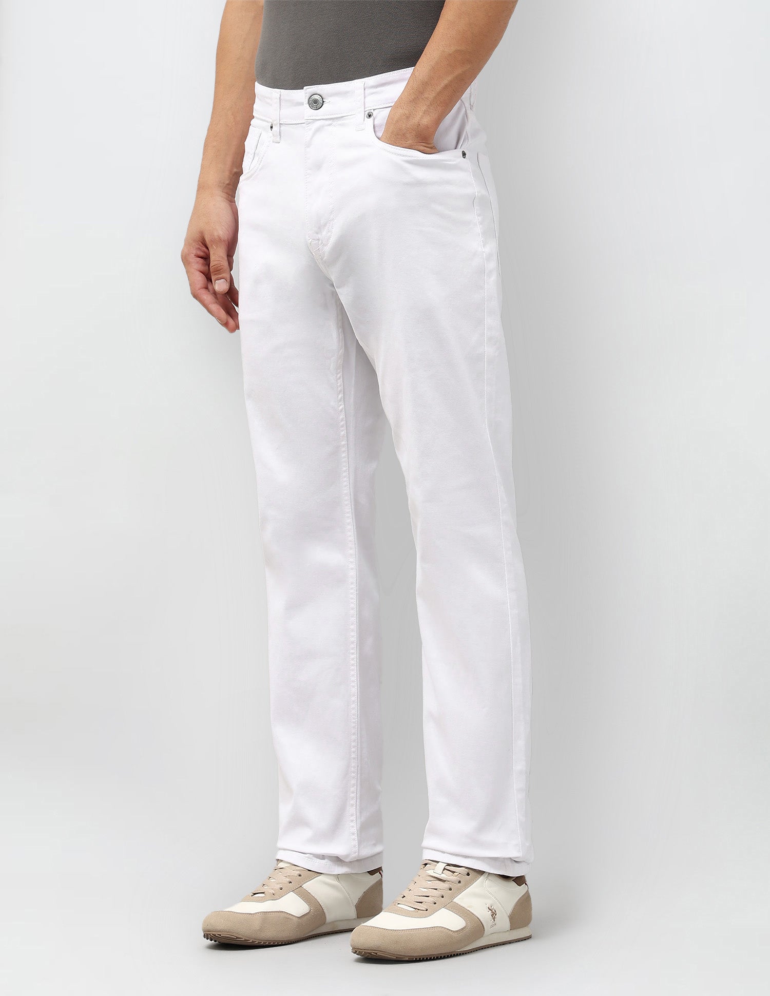 Harold Slim Straight Fit White Jeans White - U.S. POLO ASSN. | Large