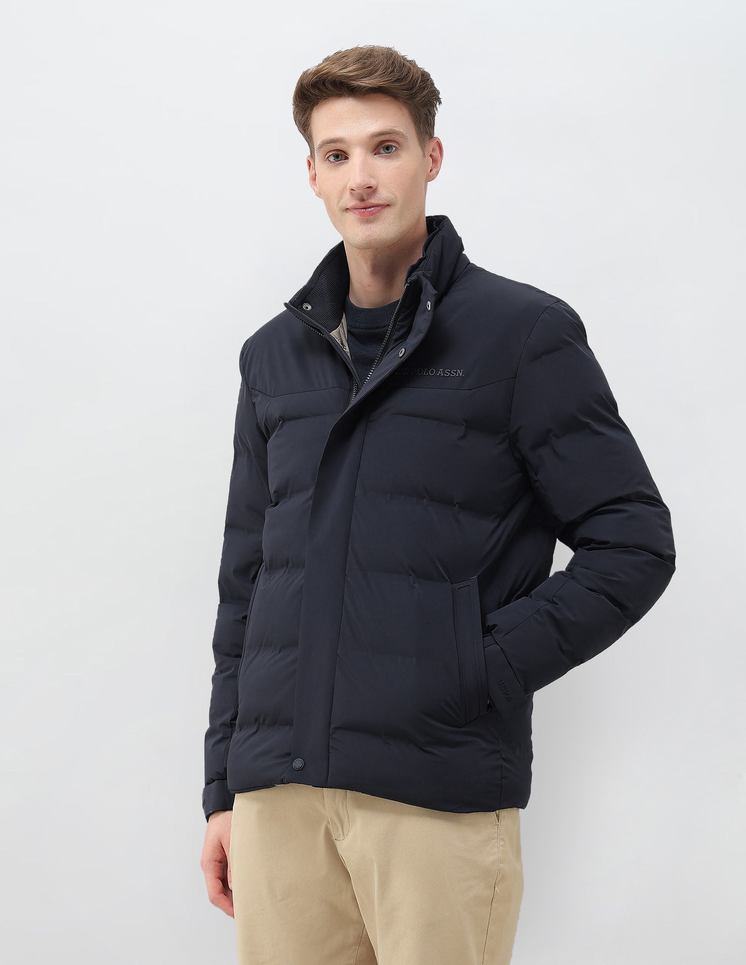 High Neck Regular Fit Smartheat Jacket Navy - U.S. POLO ASSN. | Large