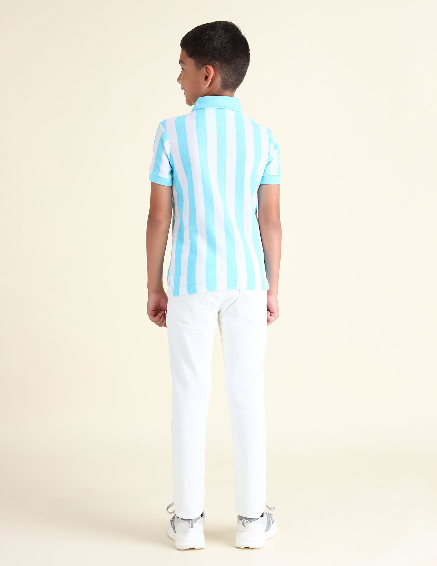 Boys Vertical Striped Regular Fit Polo Shirts Light Blue - U.S. POLO ASSN. | Large