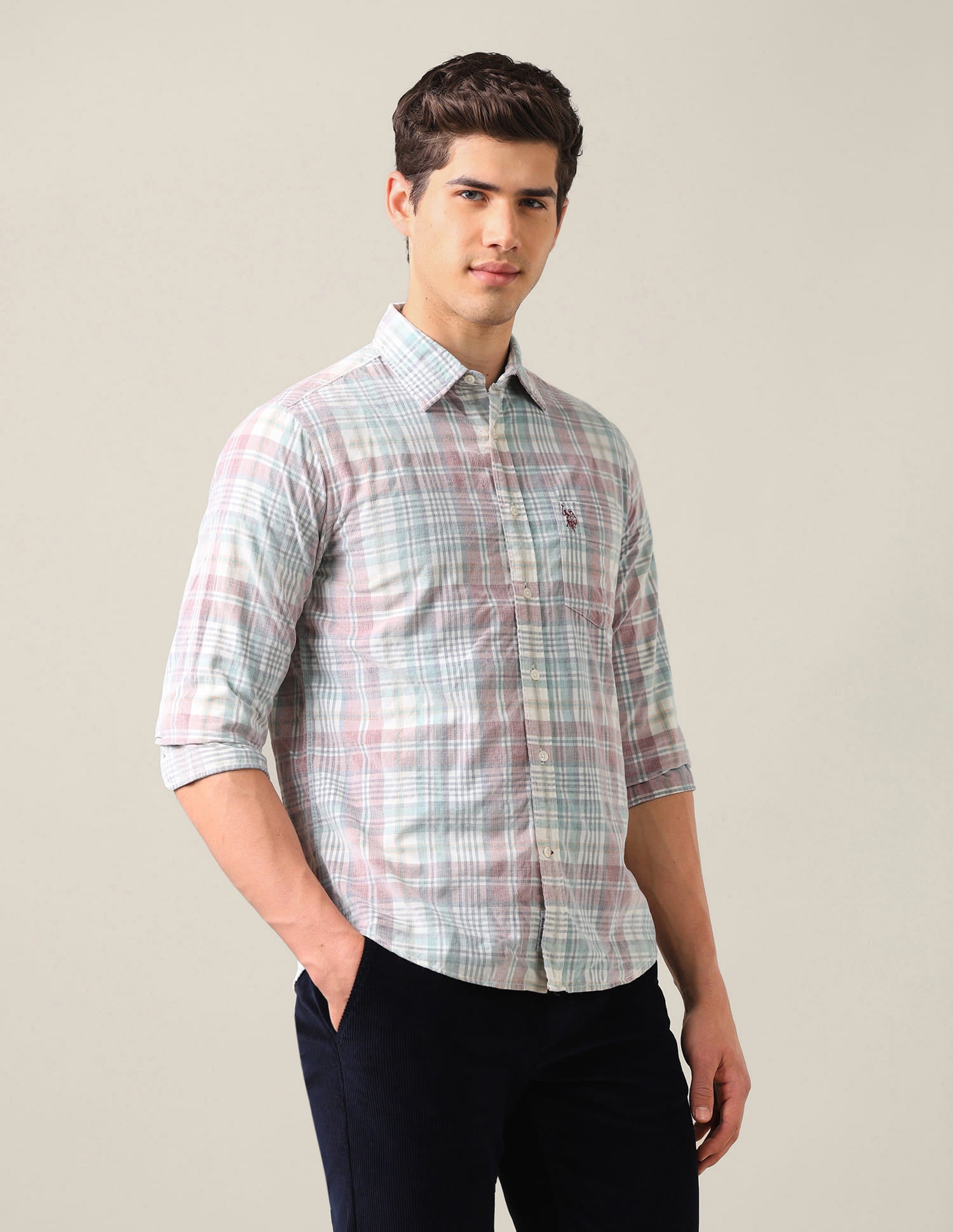 Tailored Fit Corduroy Shirt Orange - U.S. Polo Assn. India | Large