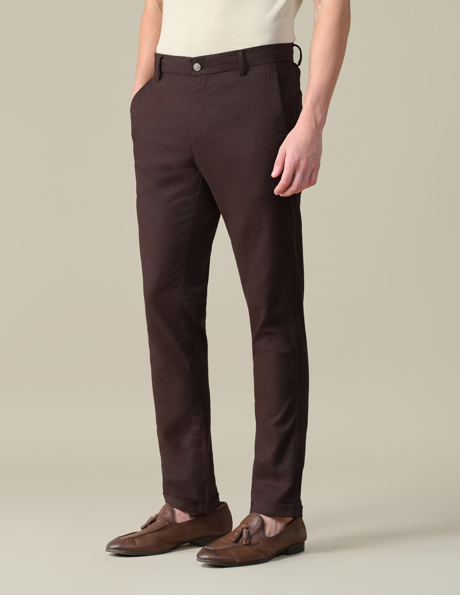 Mid Rise Denver Slim Fit Trousers Dark Brown - U.S. Polo Assn. India | Large