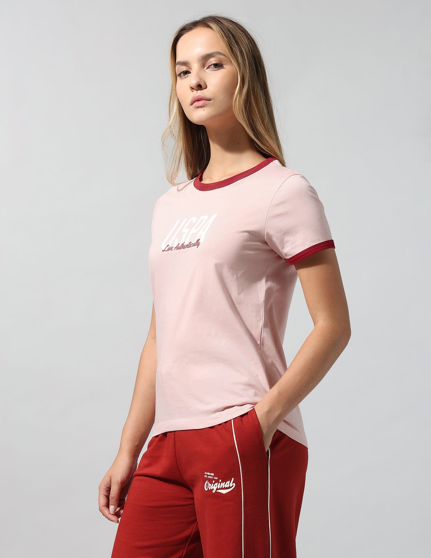 Brand Printed Regular Fit T-Shirt Pink - U.S. Polo Assn. India | Large