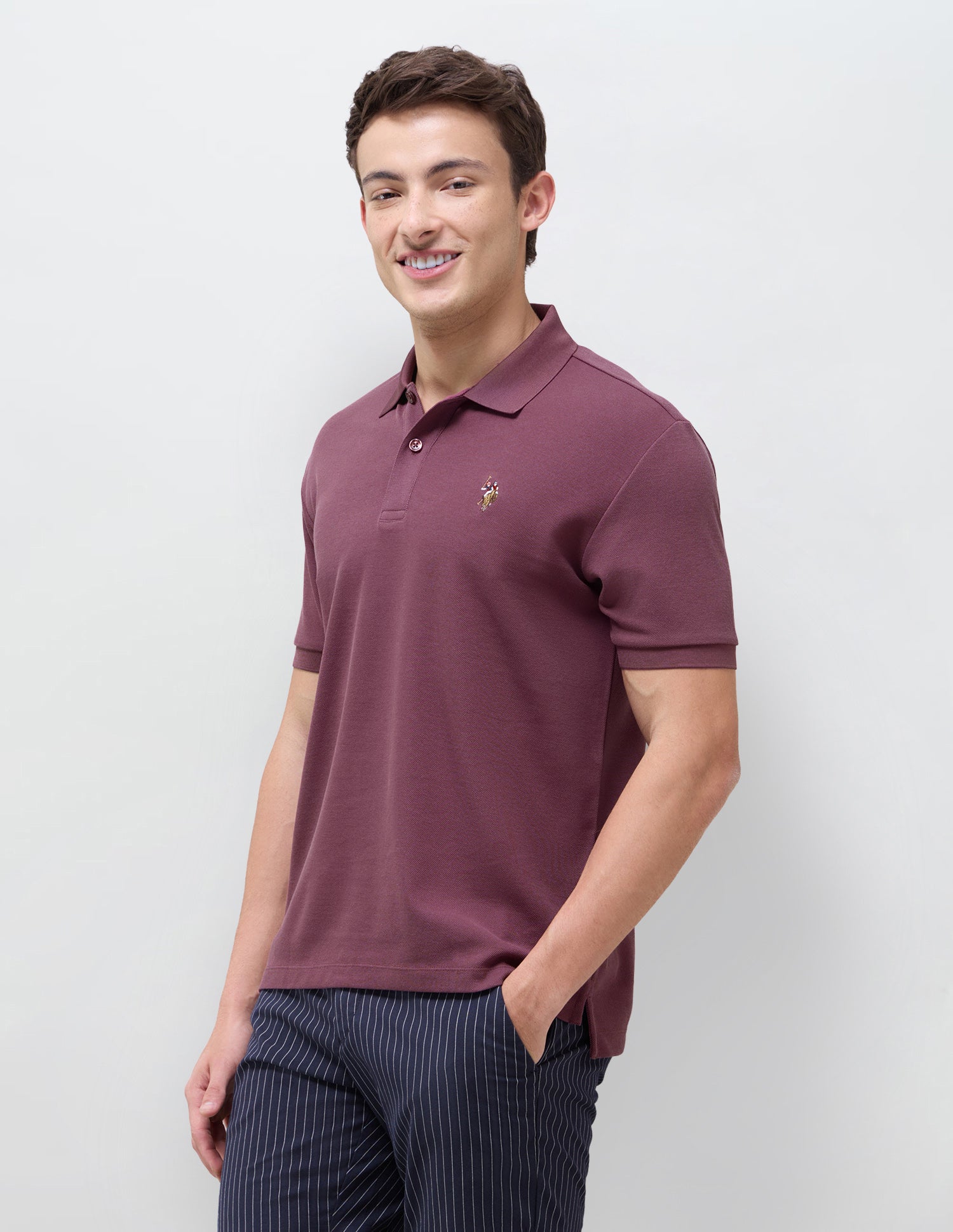 Solid Slim Fit Polo Shirt Dark Pink - U.S. Polo Assn. India | Large