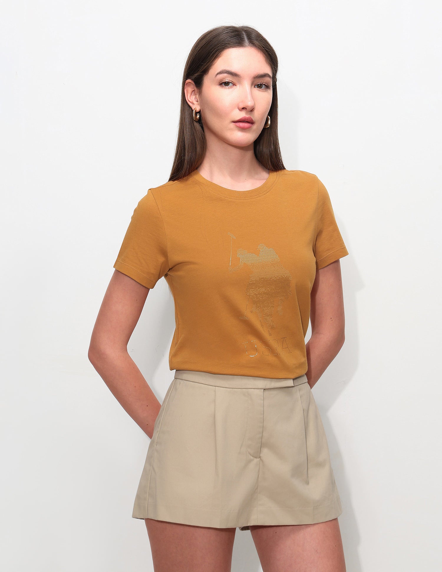 Regular Fit Brand Printed T-Shirt Orange - U.S. Polo Assn. India | Large