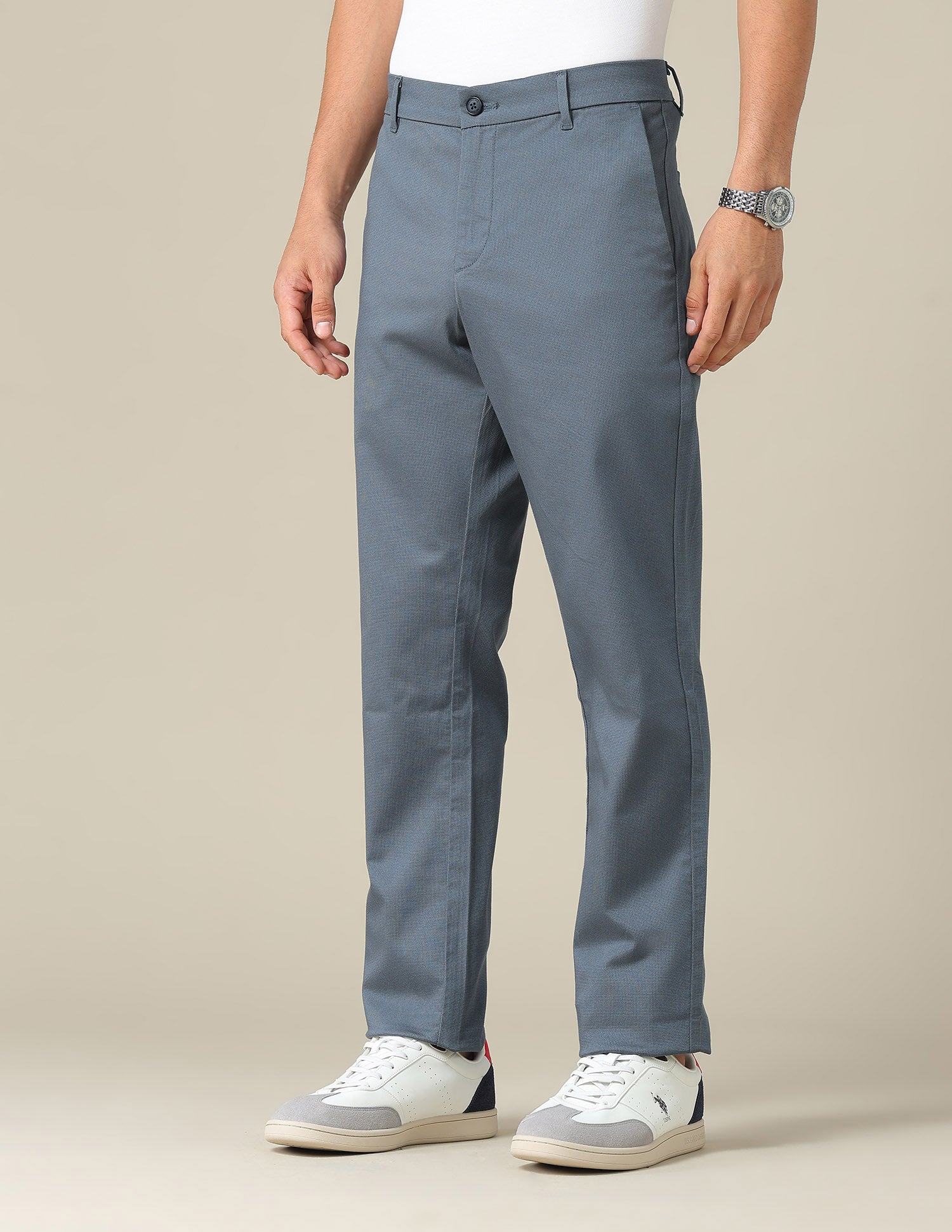 Denver Slim Fit Satin Trousers Navy - U.S. POLO ASSN. | Large