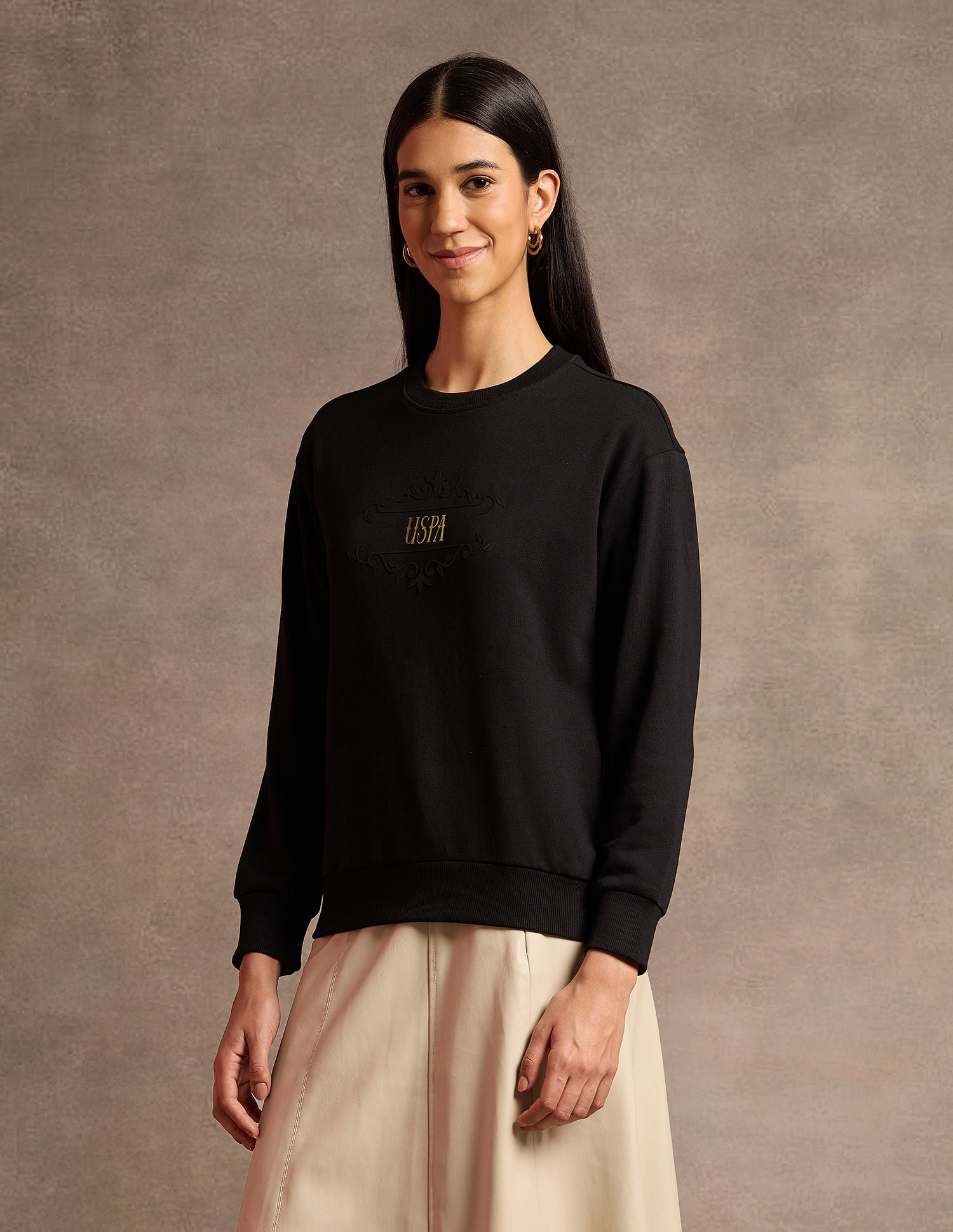 Brand Printed Regular Fit Sweatshirt Black - U.S. POLO ASSN. | Large