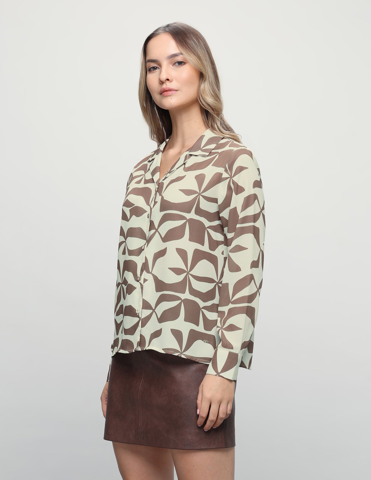 Abstract Printed Regular Fit Shirt Brown - U.S. Polo Assn. India | Large